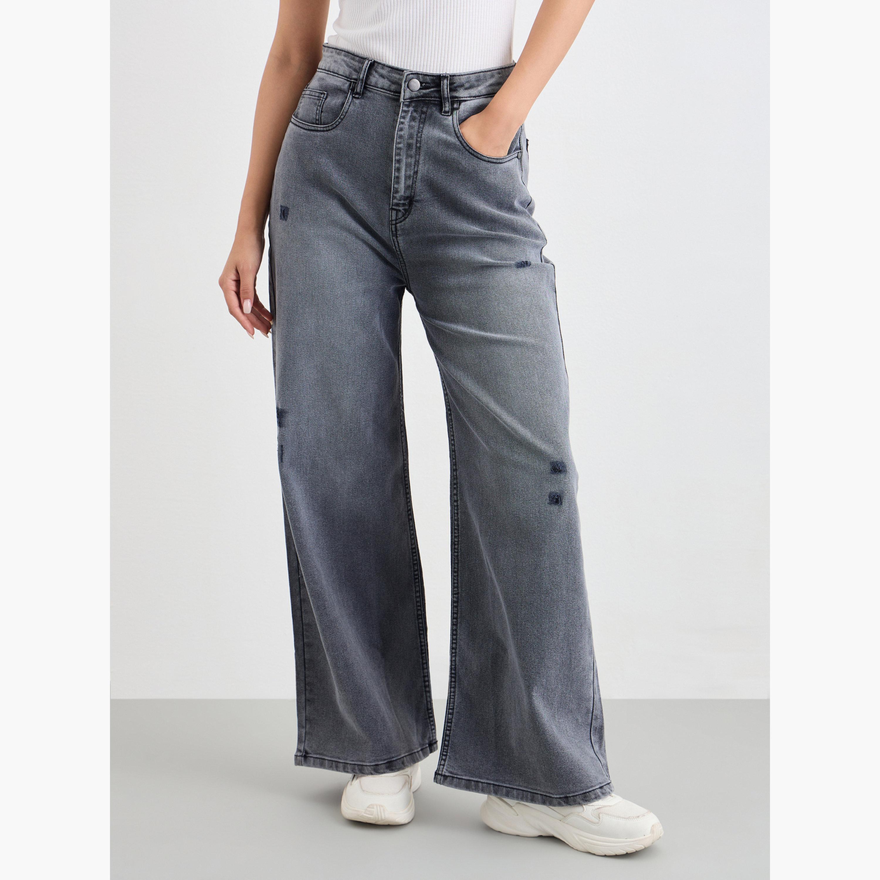 Styli Women Grey Wide Leg Jeans-women-clothing-bottoms-jeans-image-1