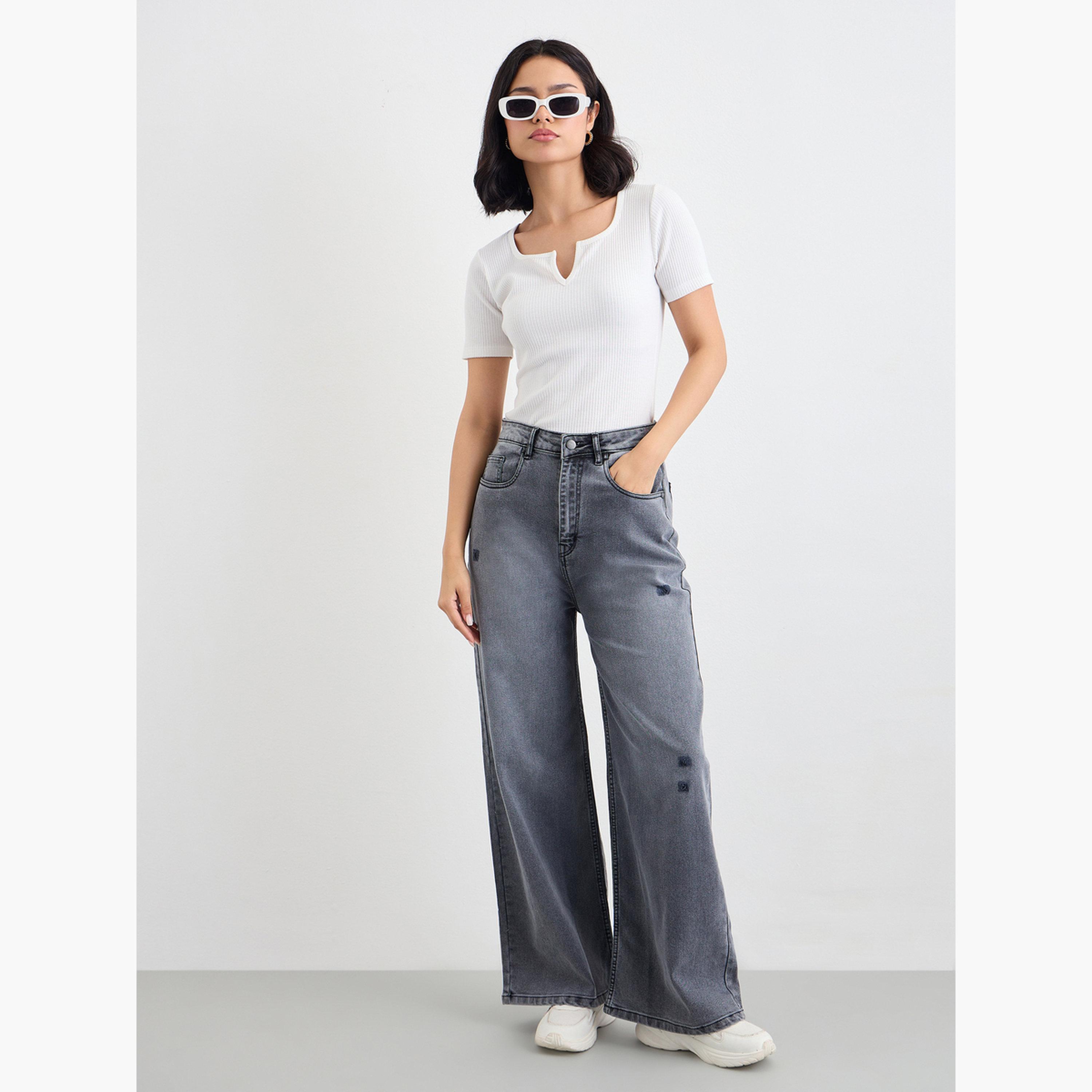 Styli Women Grey Wide Leg Jeans-women-clothing-bottoms-jeans-image-2