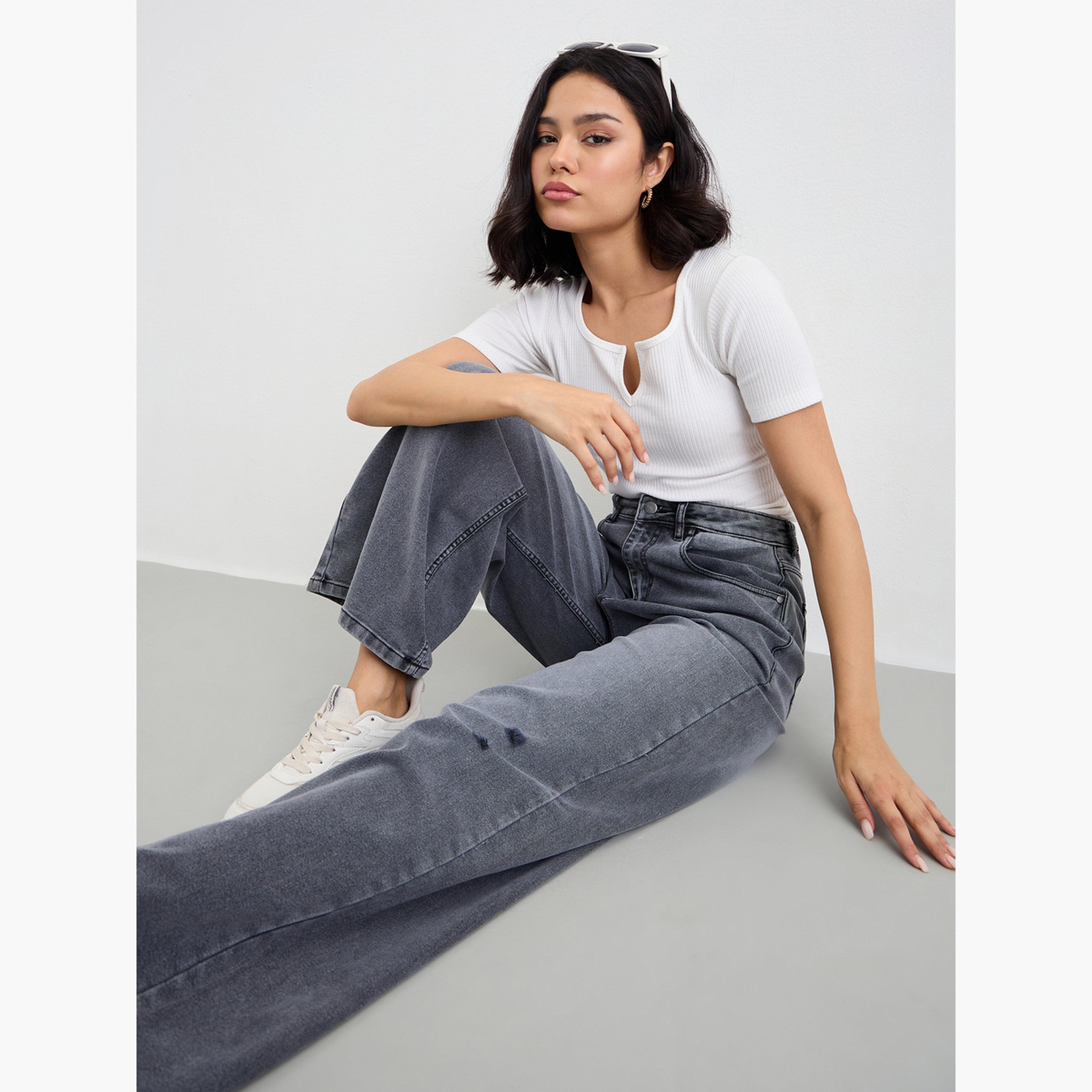 Styli Women Grey Wide Leg Jeans-women-clothing-bottoms-jeans-image-5