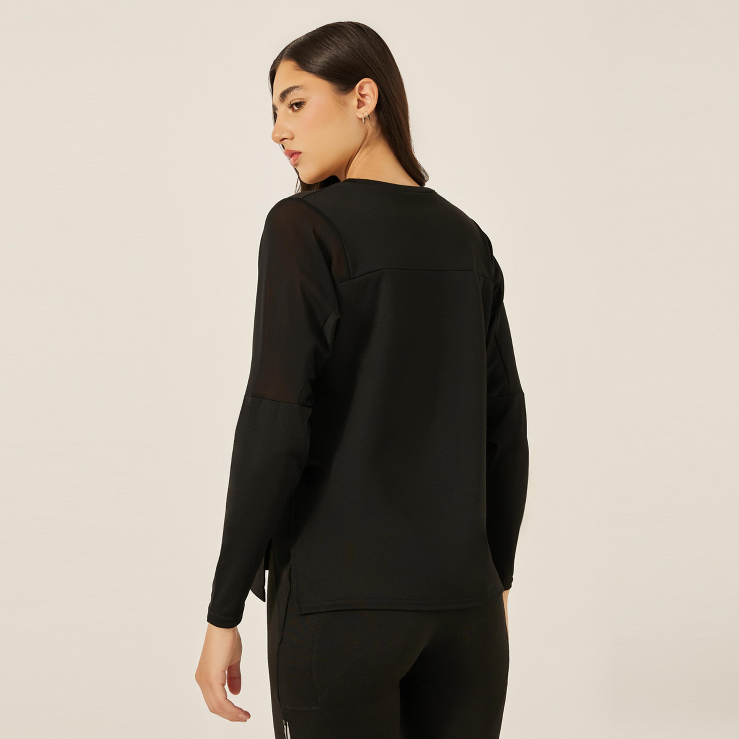 Styli Mesh Insert Side Slit Long Sleeve Top-sports-women-clothing-tshirtsandvests-image-4