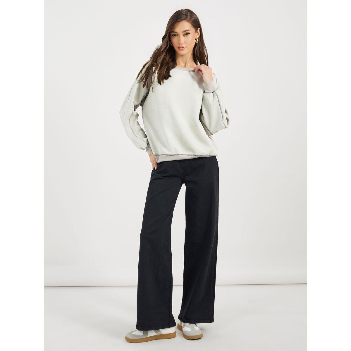 Styli Overlock Seam Regular Fit Sweatshirt-women-winterwear-hoodiesandsweatshirts-sweatshirts-image-2