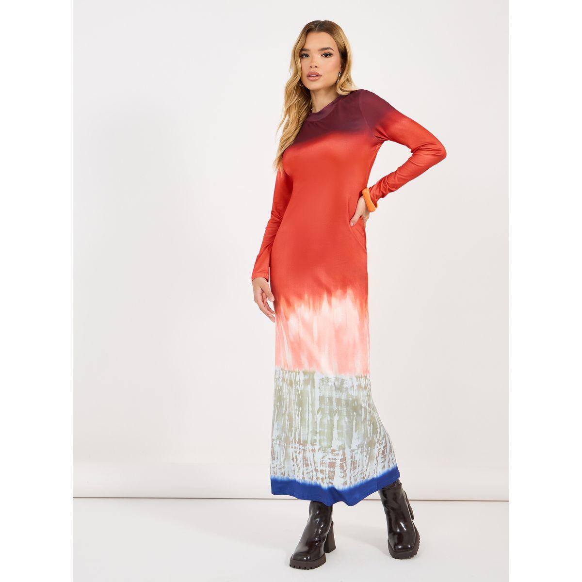 فستان بديكون طويل بنمط كتل الالوان-women-clothing-dresses-image-4