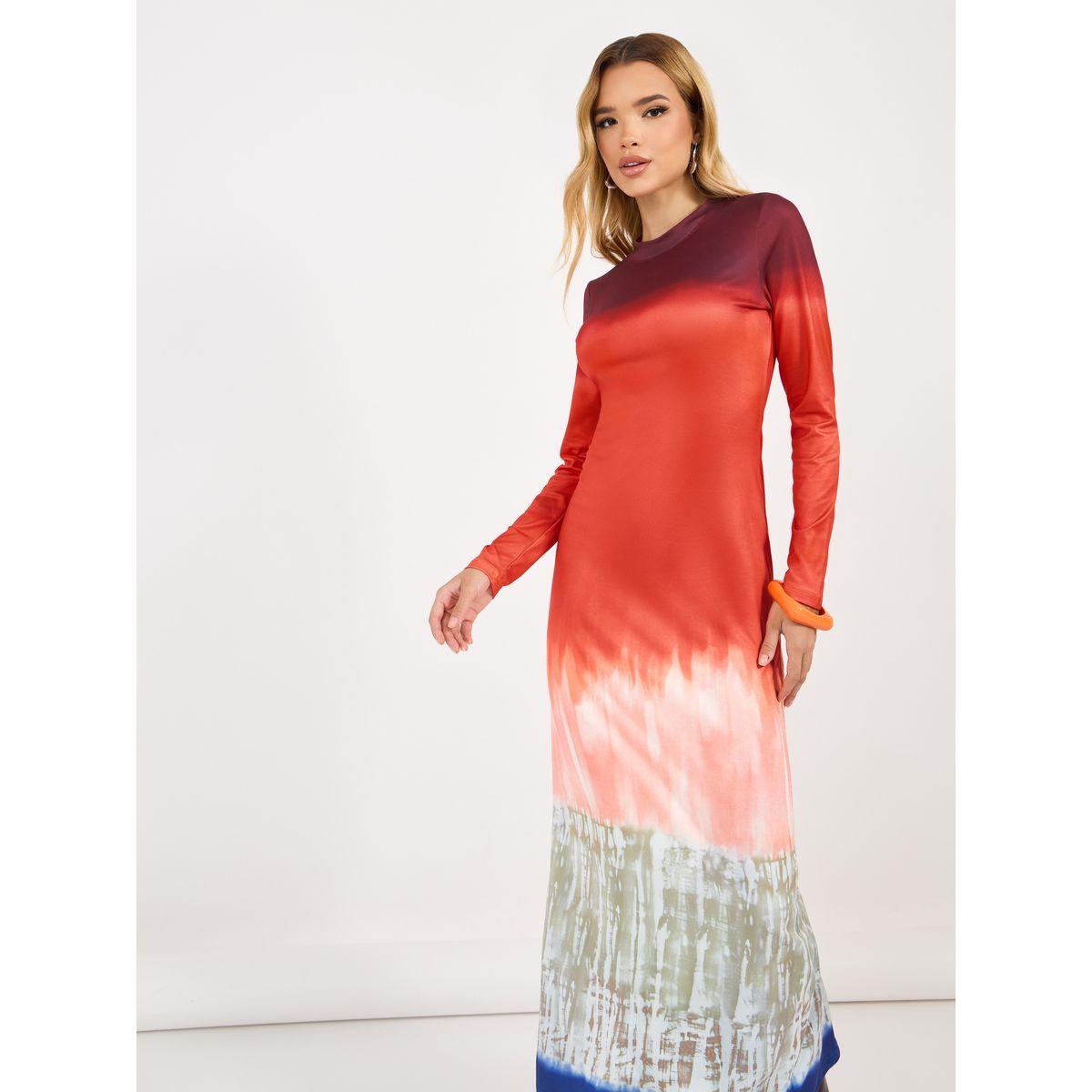 Styli Color Block Printed Long Sleeves Bodycon Maxi Dress-women-clothing-dresses-image-5