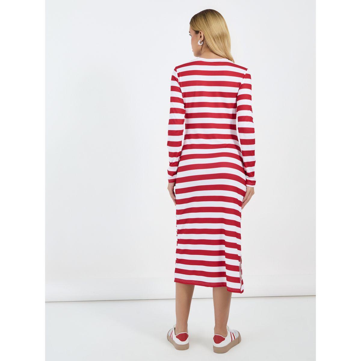 Styli Striped Long Sleeves T-Shirt Midi Dress-women-clothing-dresses-image-4
