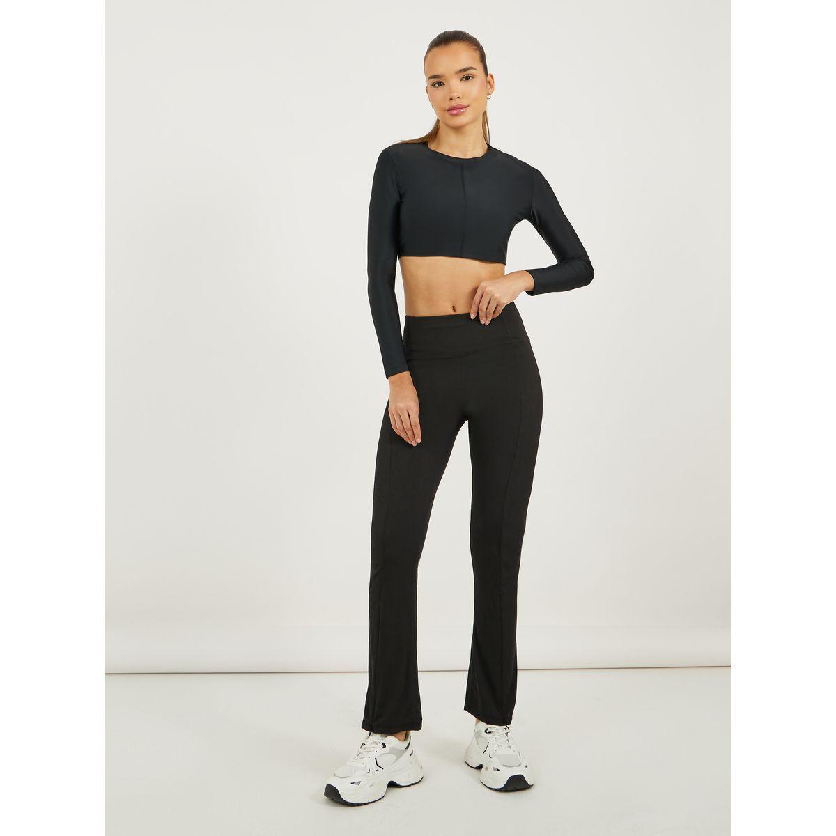 Broad Waistband Ankle Zip Up Detail Flared Pants-women-clothing-sportswearandactivewear-bottoms-image-2