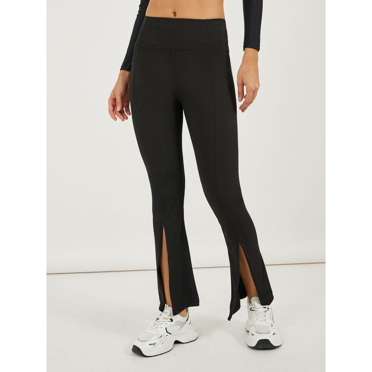 Broad Waistband Ankle Zip Up Detail Flared Pants-women-clothing-sportswearandactivewear-bottoms-image-3