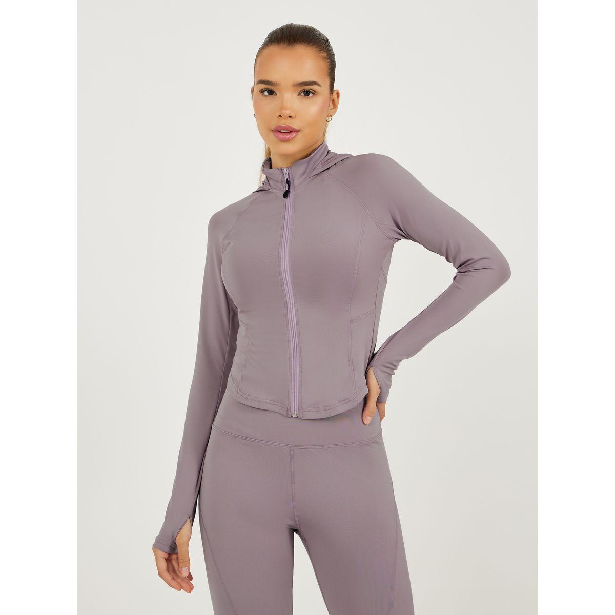 Corset Effect Zip Hooded Jacket & Broad Waist Flared Pants Set-women-clothing-sportswearandactivewear-trackpantsandtracksuits-image-2