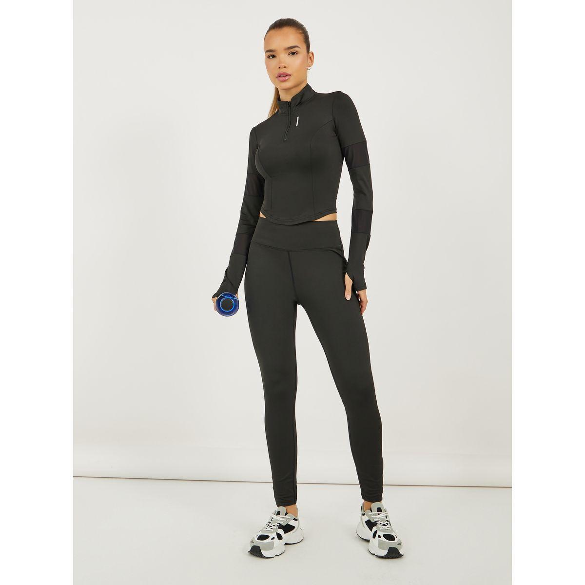 Reflective Stripe Half Zip Up Top & Leggings Set-women-clothing-sportswearandactivewear-trackpantsandtracksuits-image-1