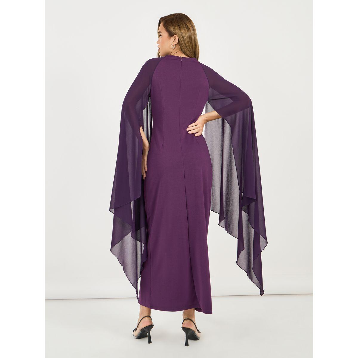 Styli Draped Cape Sleeves Shift Maxi Dress-women-clothing-dresses-image-6