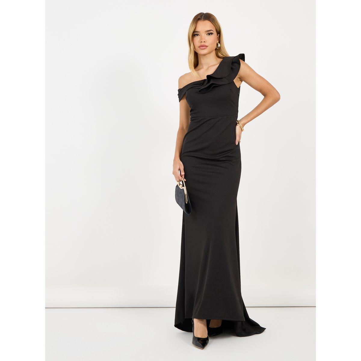 Styli Ruffle Detail One Shoulder Mermaid Maxi Dress-women-clothing-dresses-image-1
