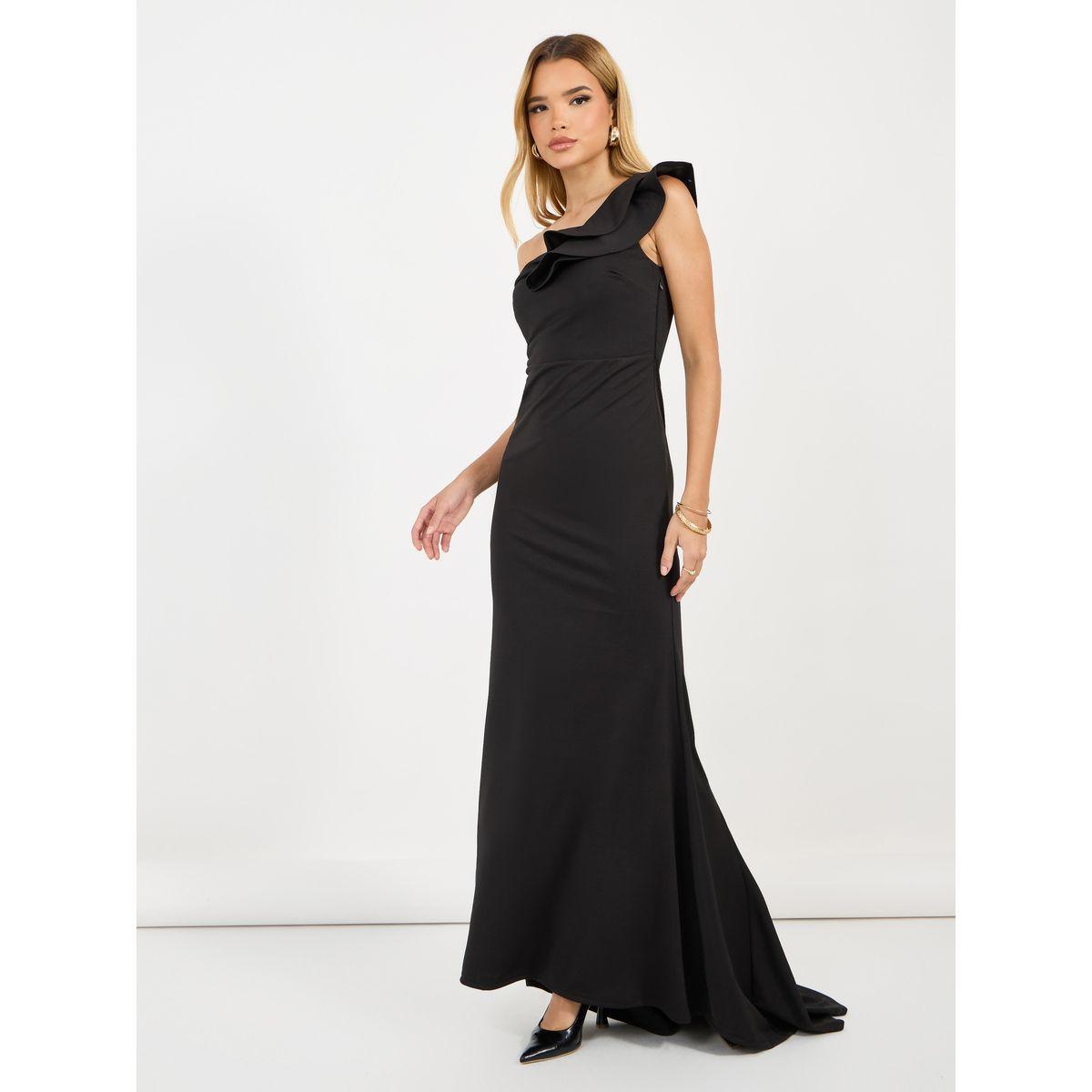 Styli Ruffle Detail One Shoulder Mermaid Maxi Dress-women-clothing-dresses-image-4