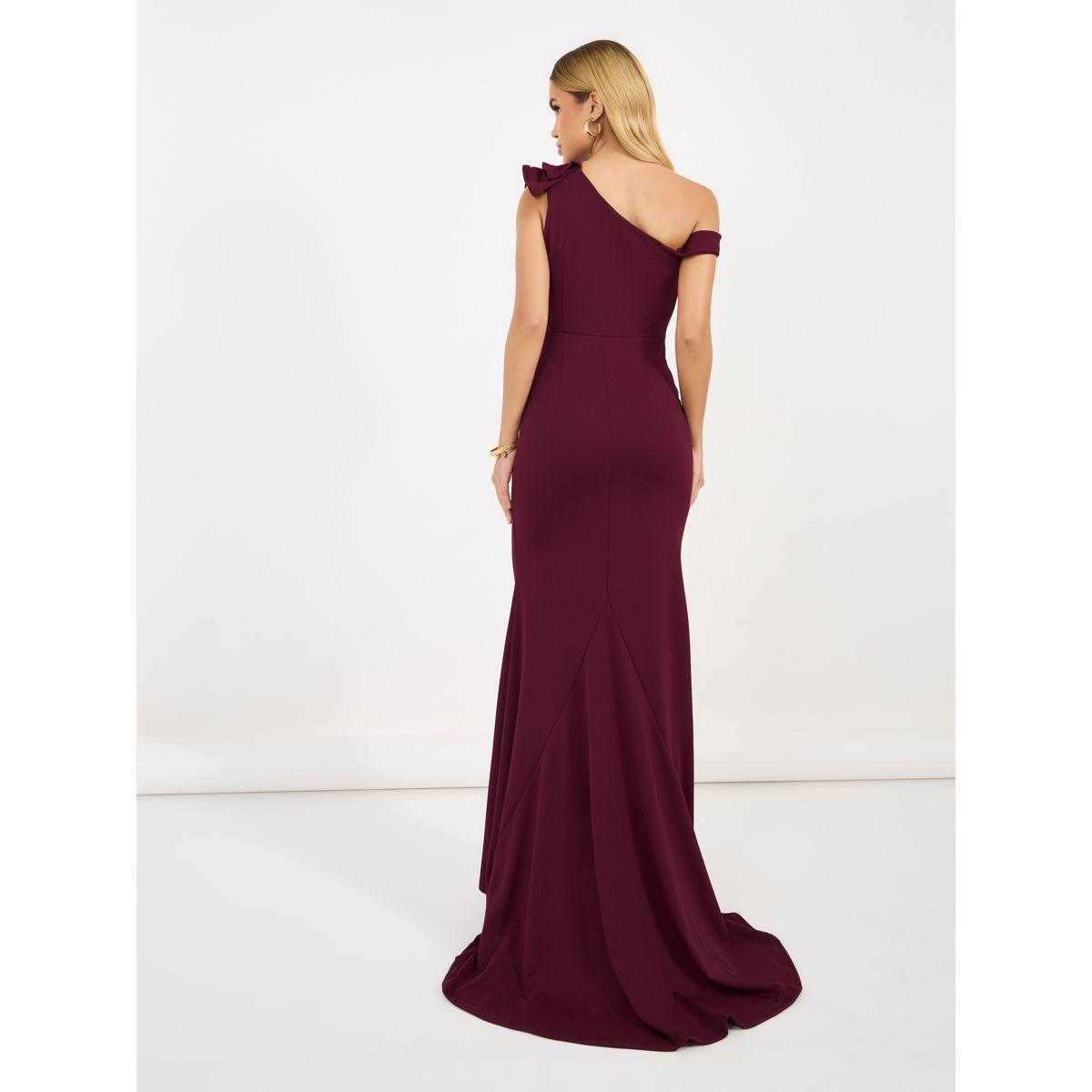 Styli Asymmetric Neck Ruffle Detail Mermaid Maxi Dress-women-clothing-dresses-image-6