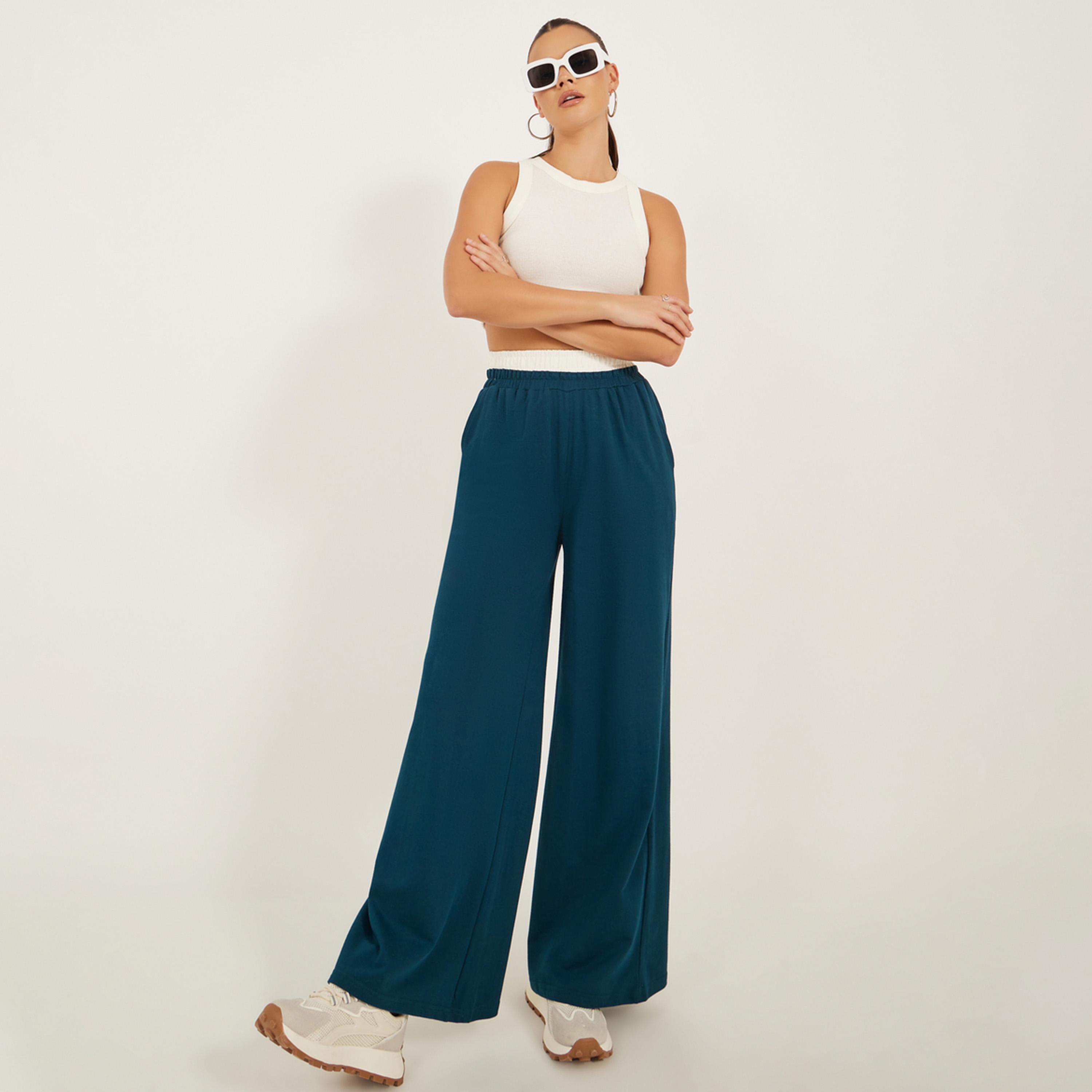 ستايلي - بنطال رياضي بخصر مرتفع وحزام خصر متباين وجيوب-women-clothing-bottoms-joggers-image-1