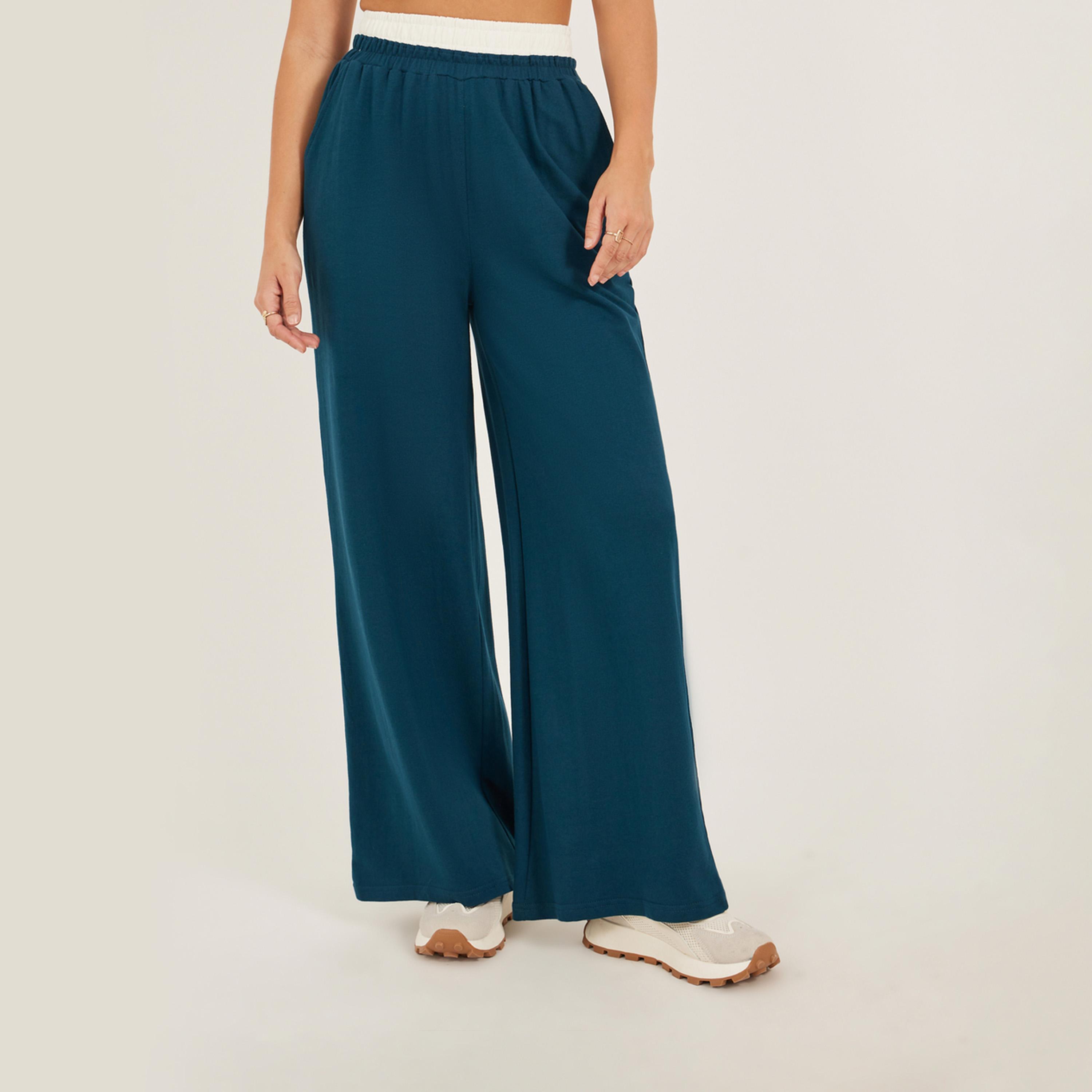 ستايلي - بنطال رياضي بخصر مرتفع وحزام خصر متباين وجيوب-women-clothing-bottoms-joggers-image-2