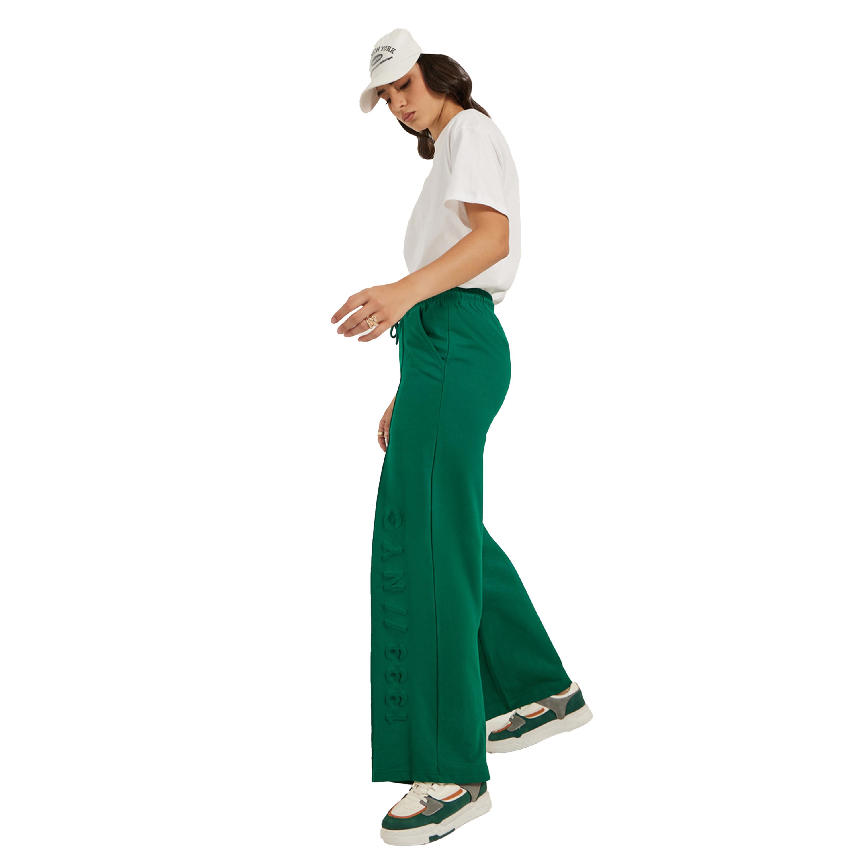 Styli Embossed Hem Wide Leg Joggers with Drawstring Waist-women-clothing-bottoms-joggers-image-1