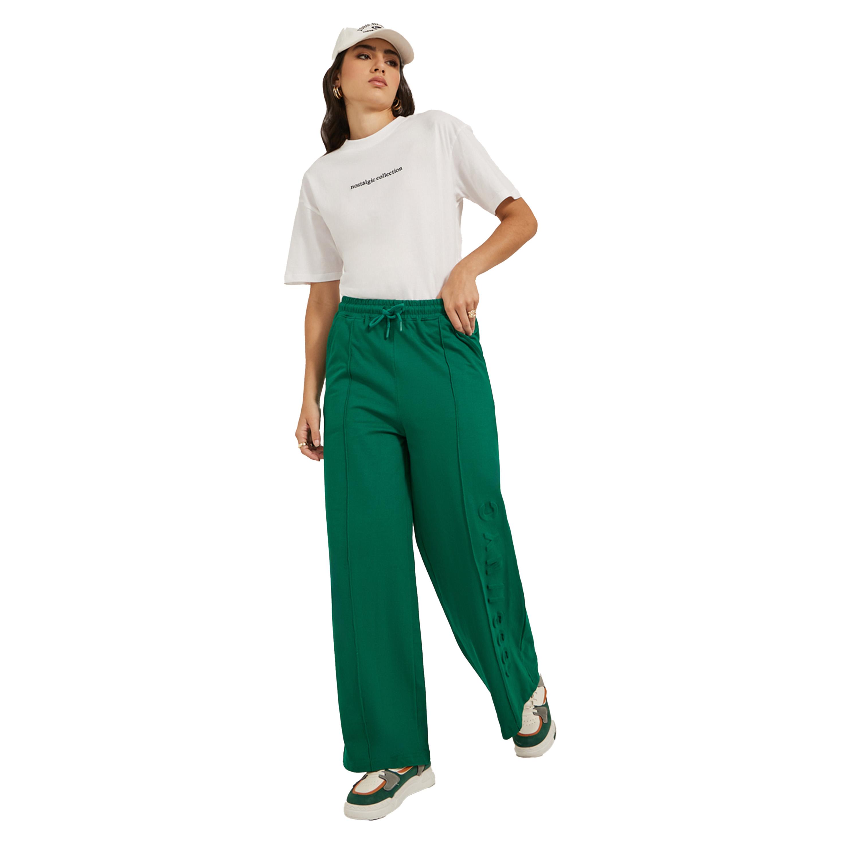 Styli Embossed Hem Wide Leg Joggers with Drawstring Waist-women-clothing-bottoms-joggers-image-3