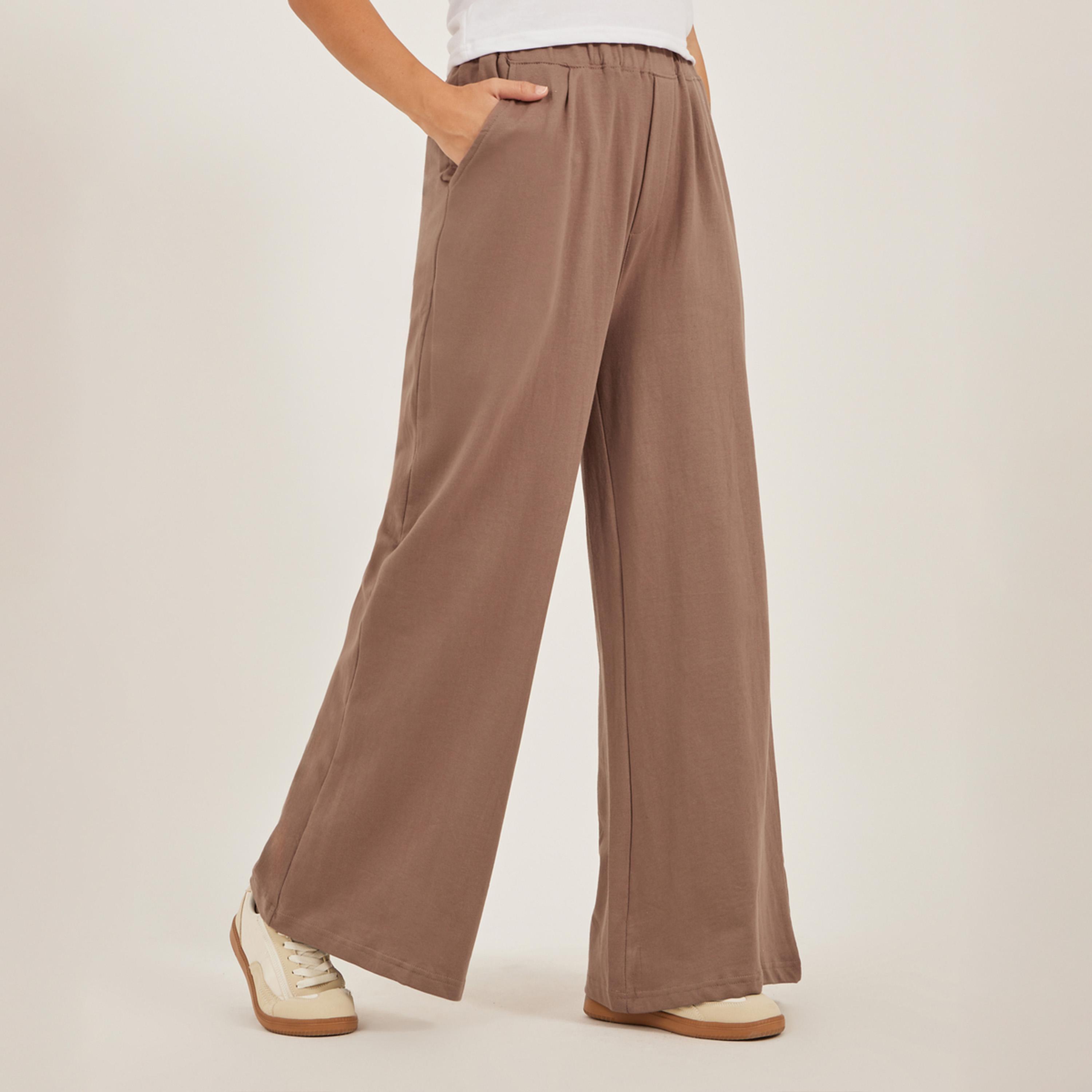 ستايلي - بنطال رياضي واسع الساق بحزام خصر مطاطي وجيوب-women-clothing-bottoms-joggers-image-2