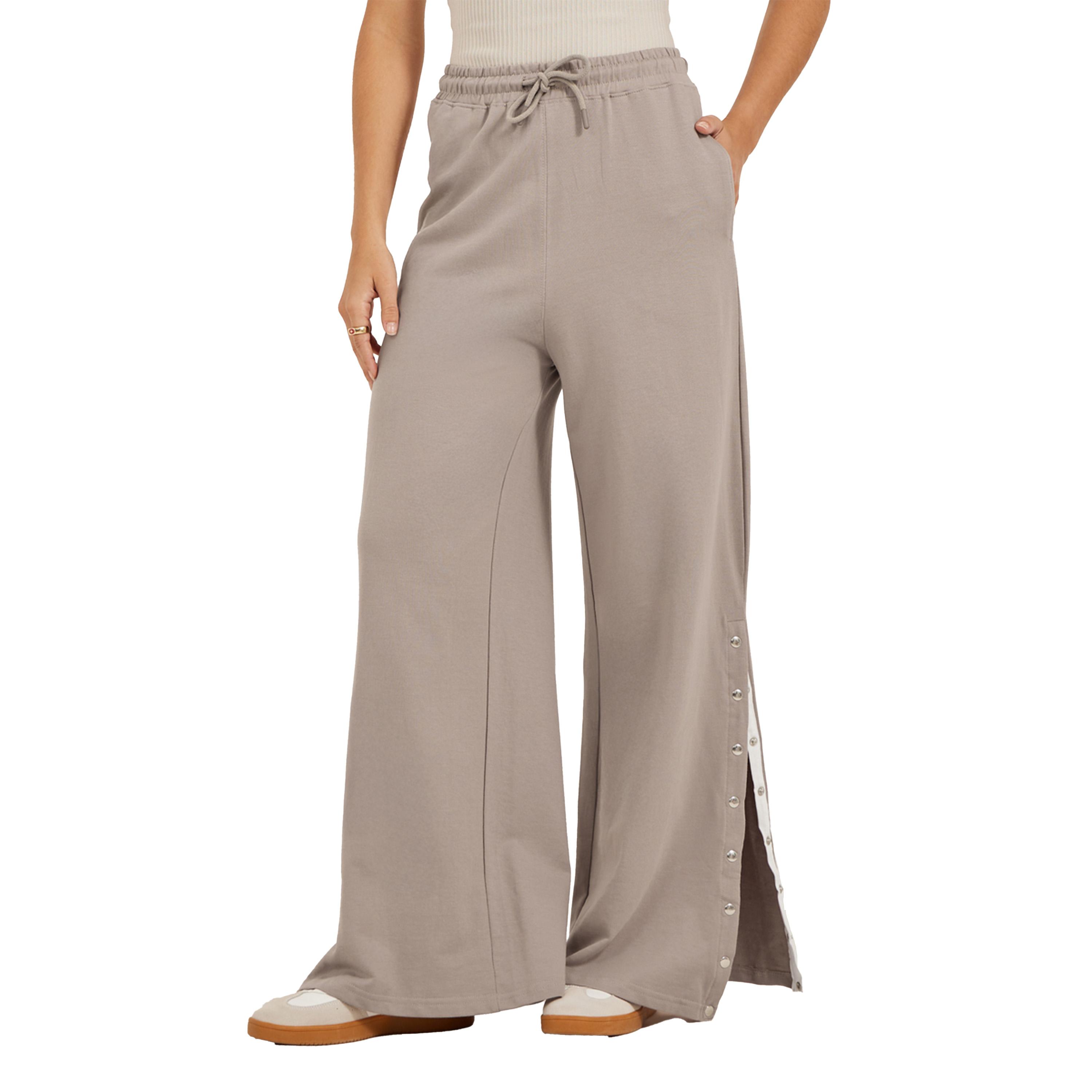 Styli Solid Side Snap Button Hem Joggers-women-clothing-bottoms-joggers-image-2