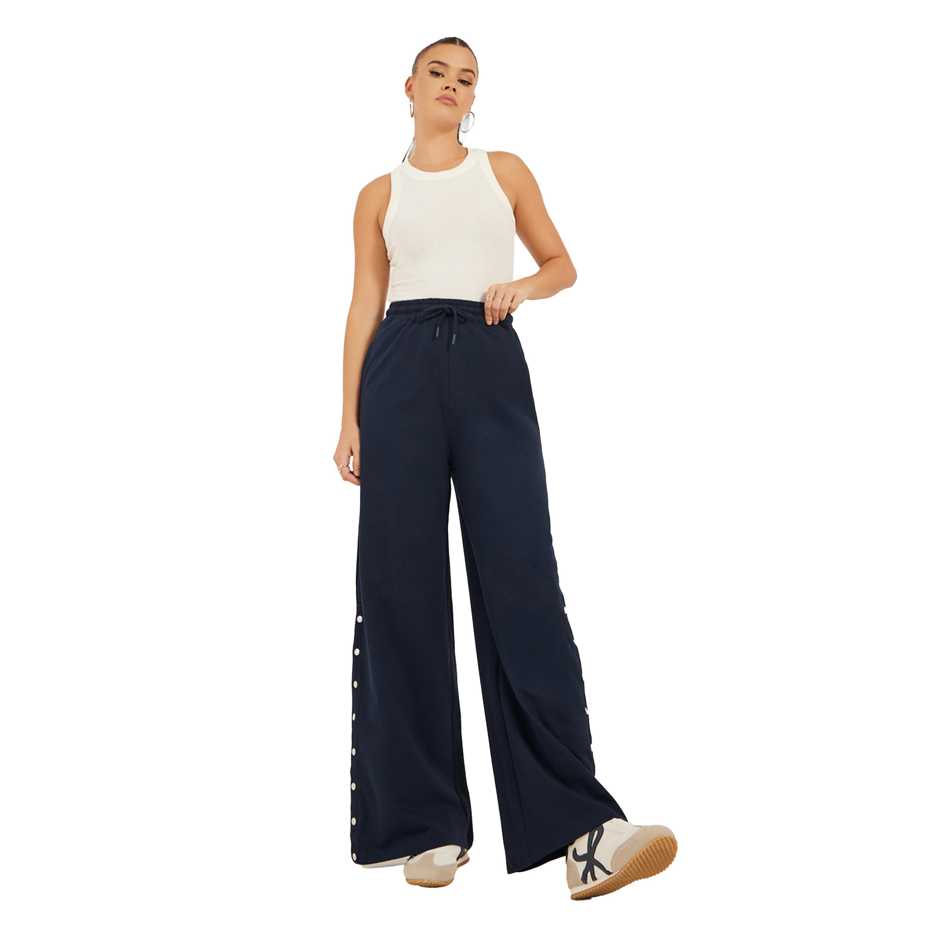 Styli Solid Side Snap Button Hem Joggers-women-clothing-bottoms-joggers-image-1