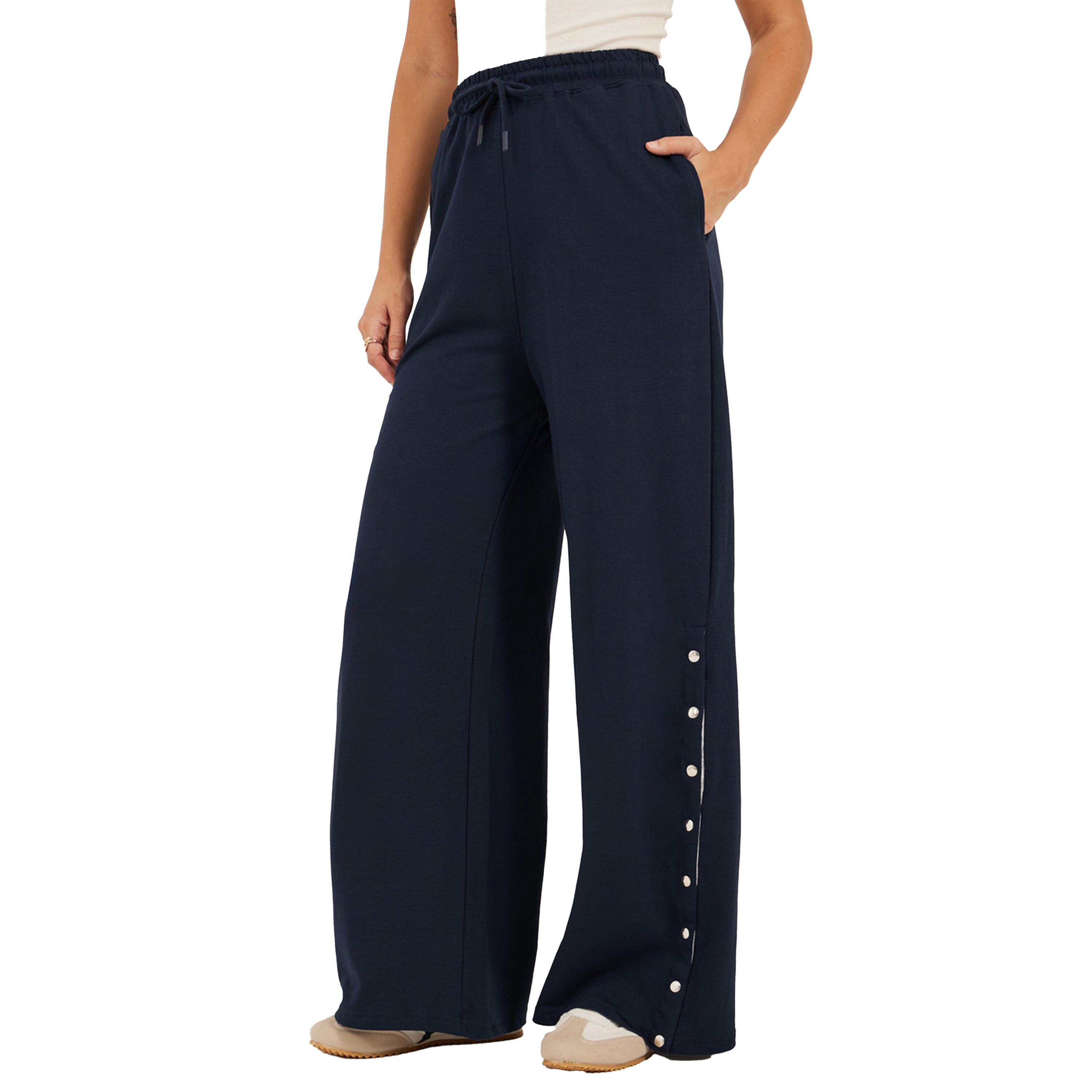Styli Solid Side Snap Button Hem Joggers-women-clothing-bottoms-joggers-image-2