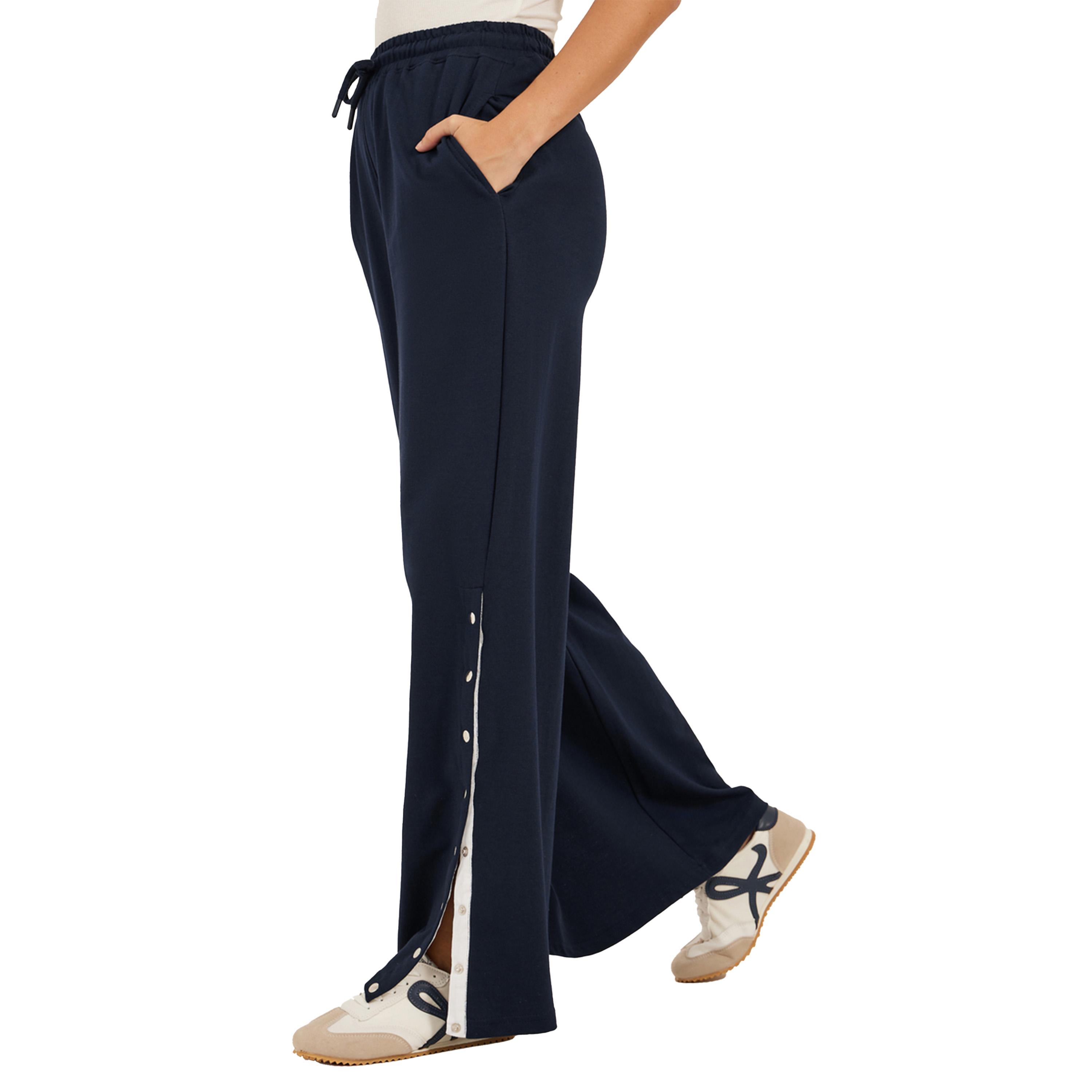 Styli Solid Side Snap Button Hem Joggers-women-clothing-bottoms-joggers-image-3
