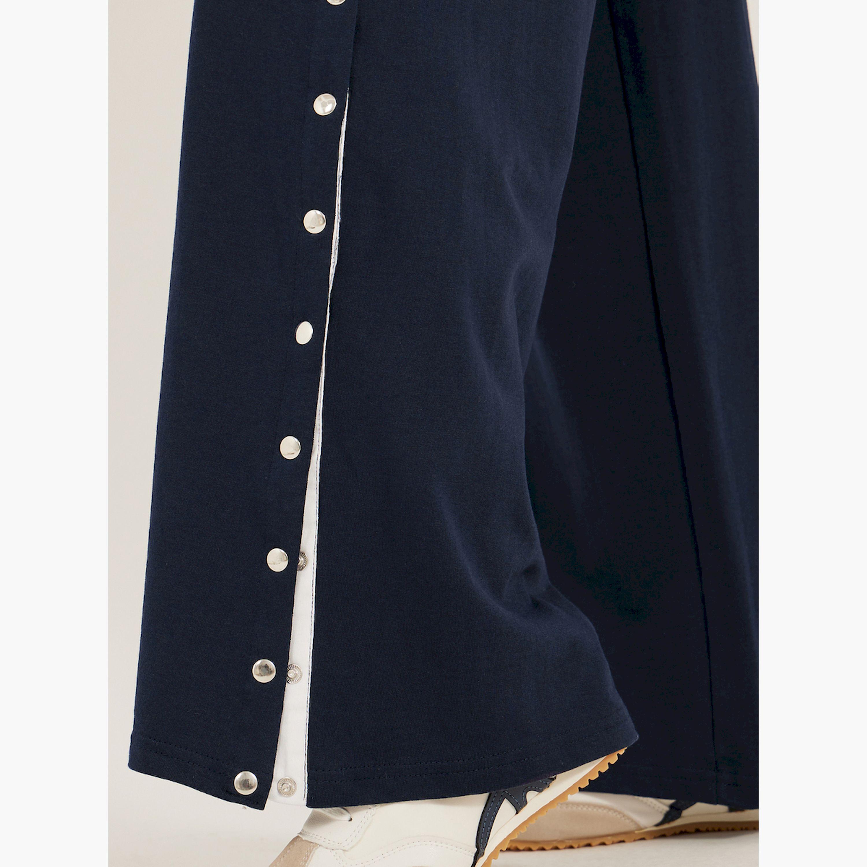 Styli Solid Side Snap Button Hem Joggers-women-clothing-bottoms-joggers-image-4