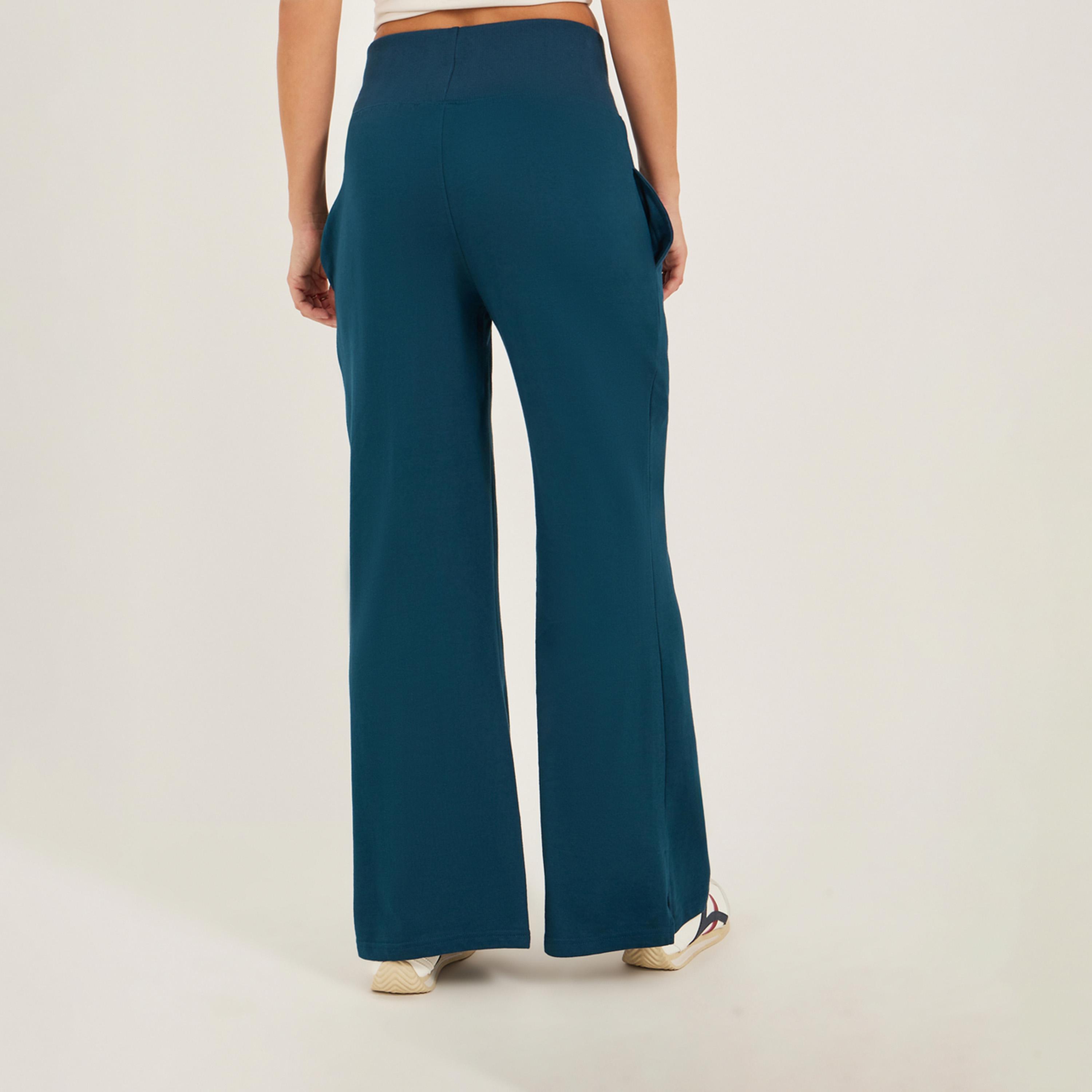 Styli Badge Detail Wide Leg Joggers with Side Slit-women-clothing-bottoms-joggers-image-4