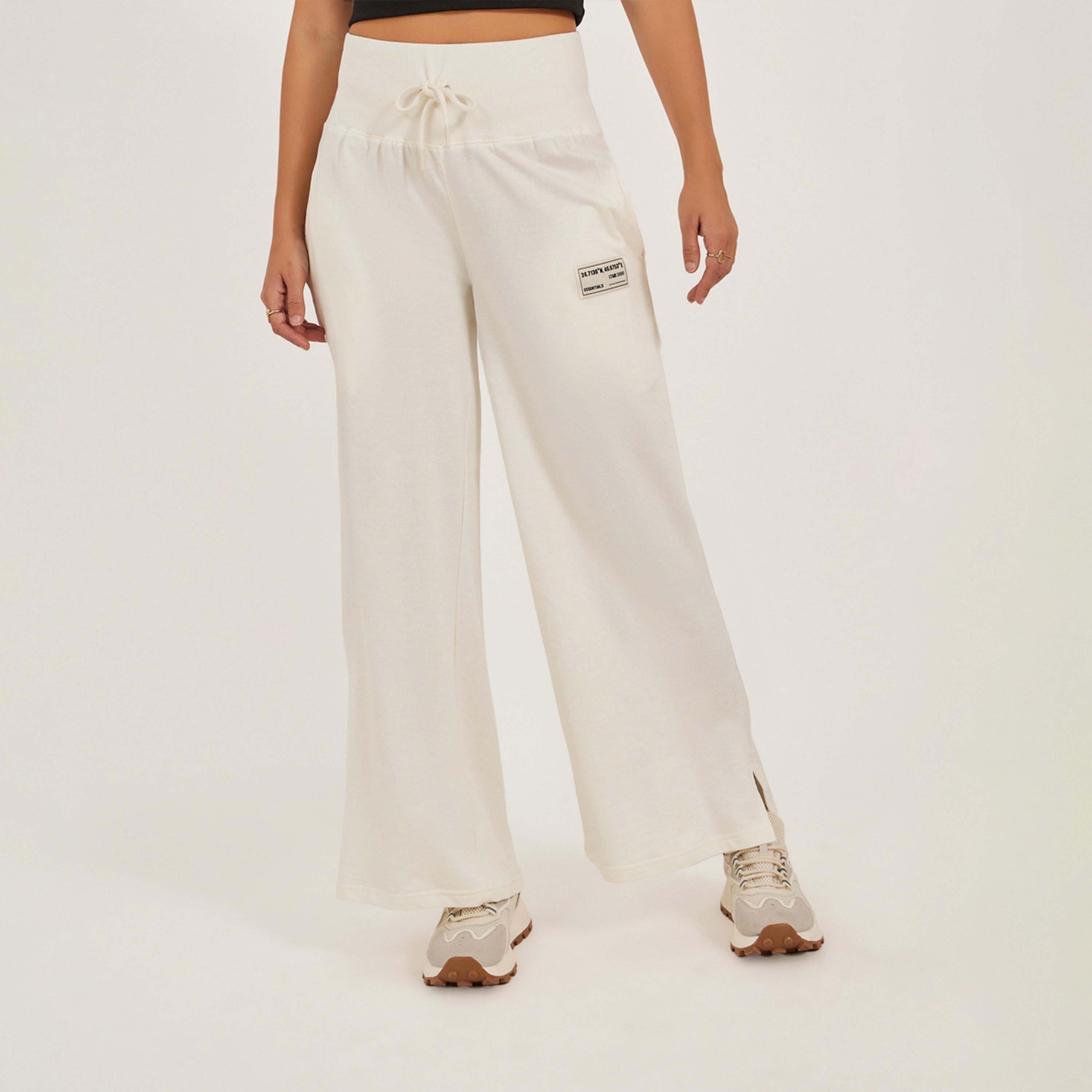 ستايلي - بنطال رياضي واسع الساق بتفاصيل شارة مع شق جانبي-women-clothing-bottoms-joggers-image-3