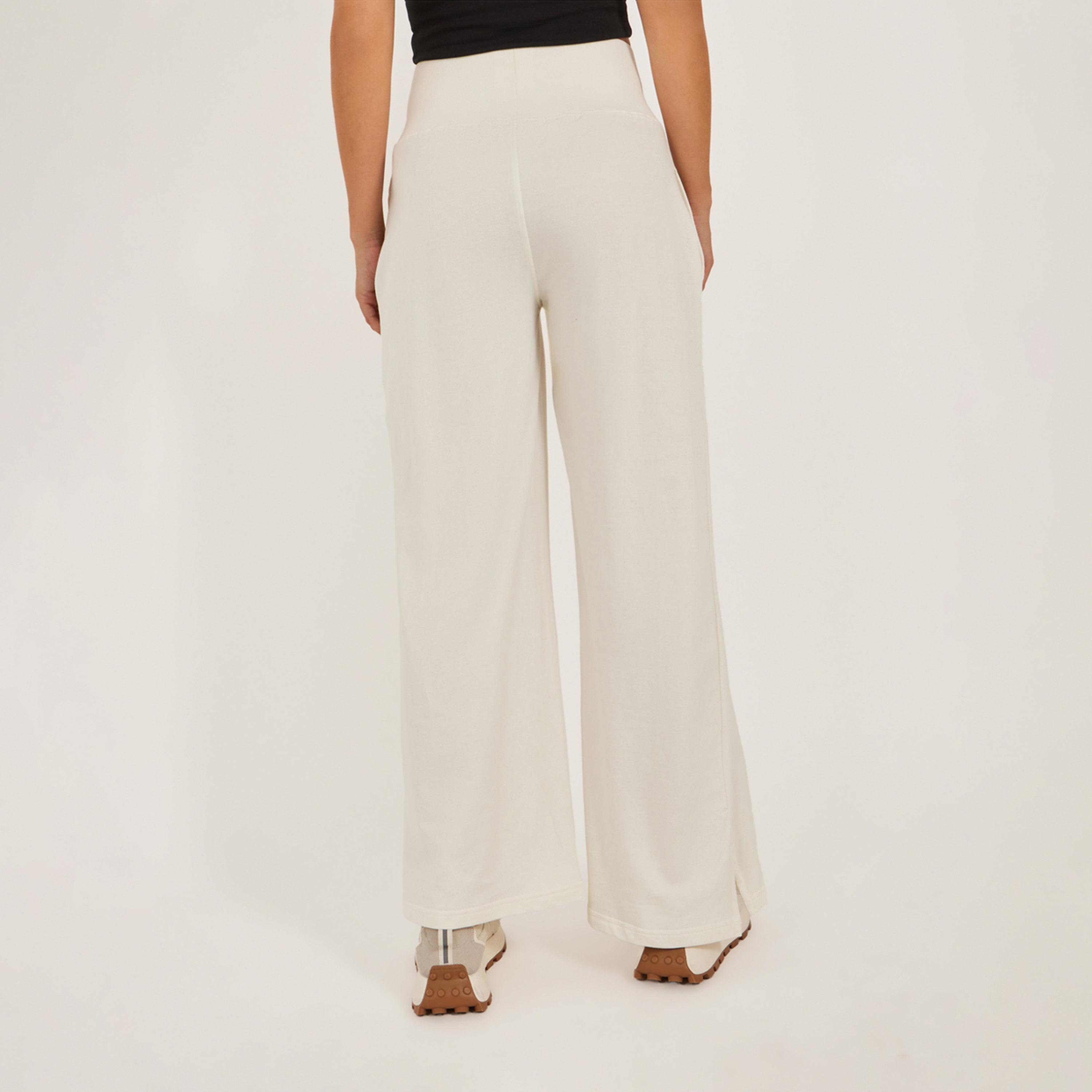 ستايلي - بنطال رياضي واسع الساق بتفاصيل شارة مع شق جانبي-women-clothing-bottoms-joggers-image-5