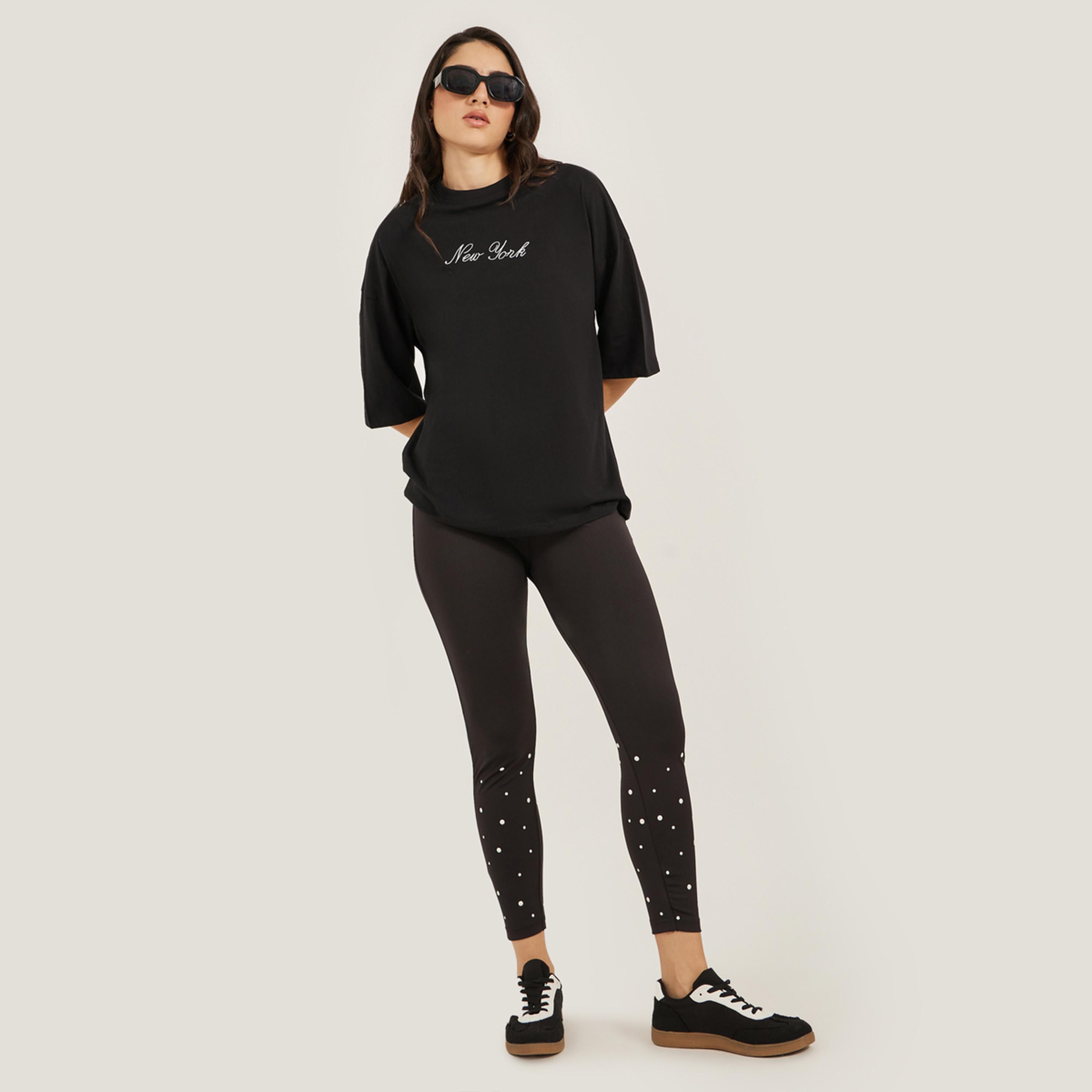 Styli Studded Hem Skinny Fit Ankle Length Leggings-women-clothing-sportswearandactivewear-bottoms-image-1
