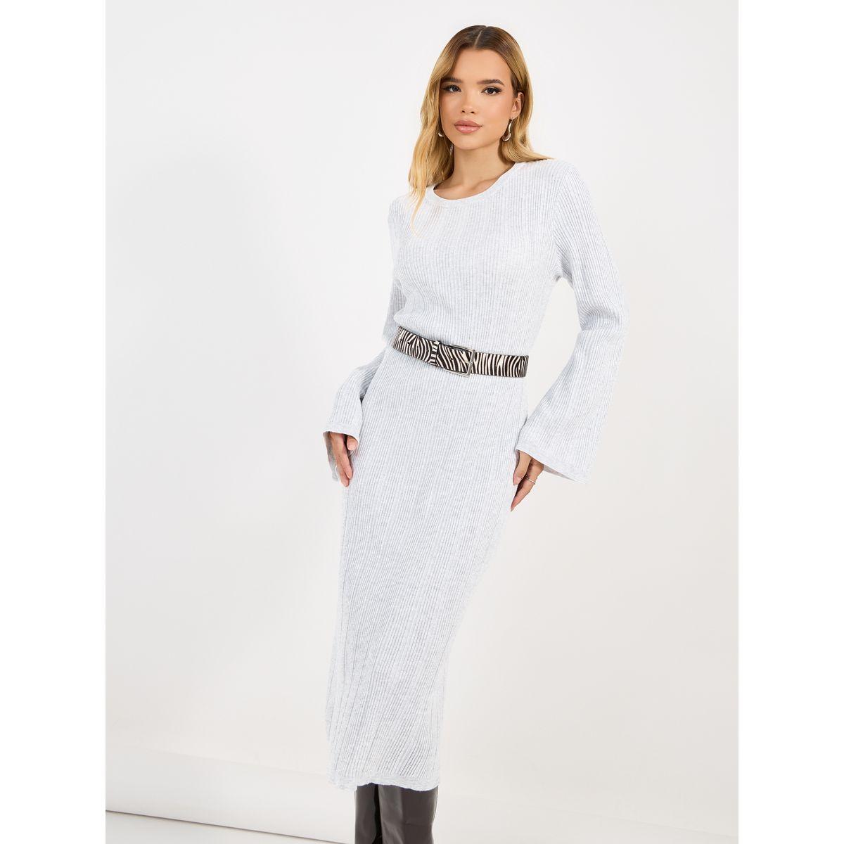 Styli Textured Knit Round Neck Sheath Midi Dress-women-clothing-dresses-image-2