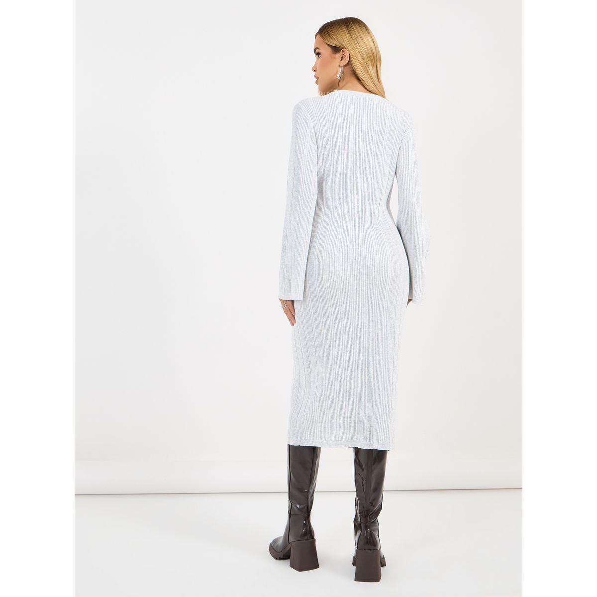 Styli Textured Knit Round Neck Sheath Midi Dress-women-clothing-dresses-image-6