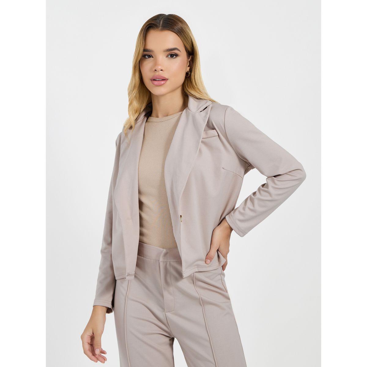 Styli Regular Fit Short Length Blazer & Wide Leg Tailored Pants Co-Ords-women-clothing-coordsets-image-2