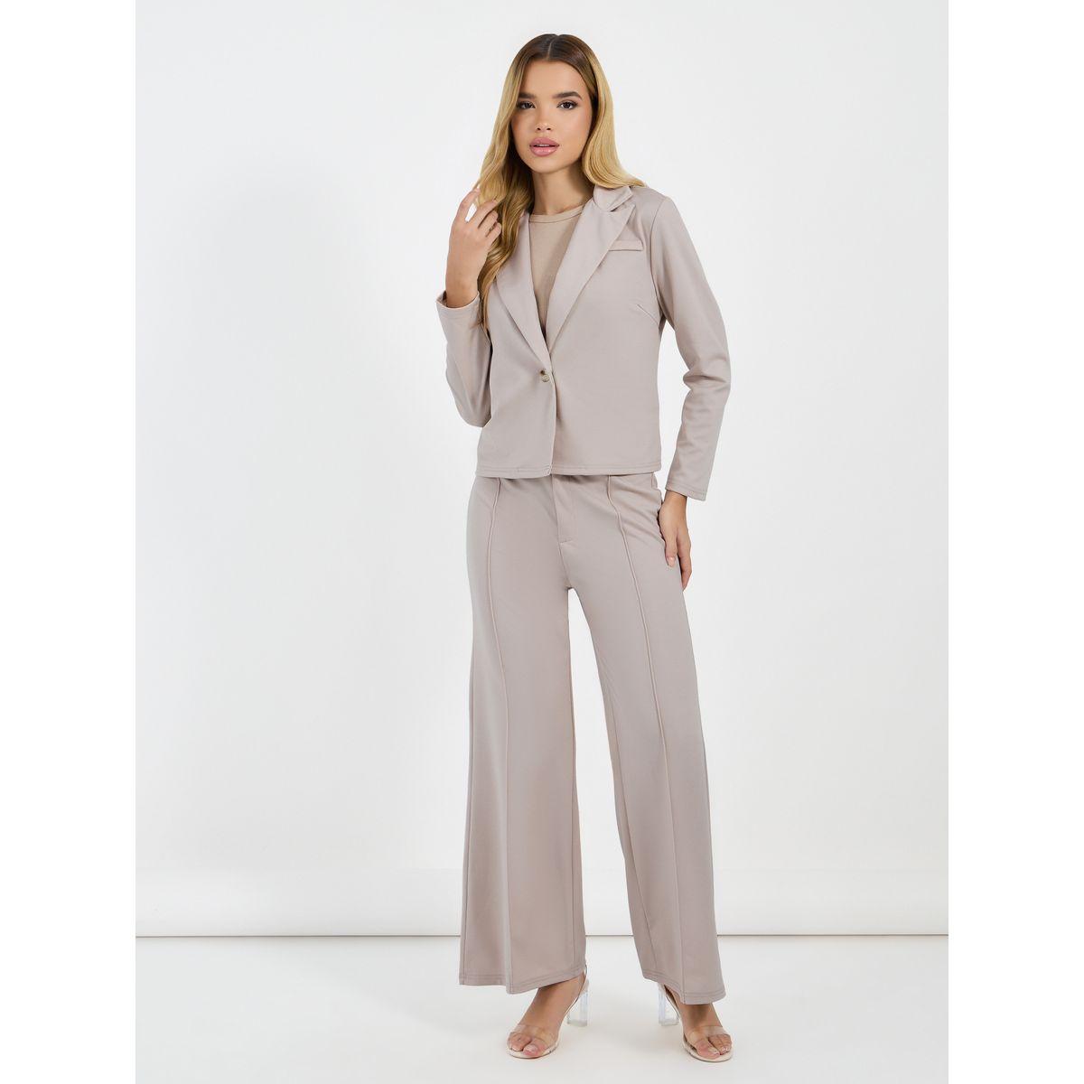 طقم منسق من بنطال بأرجل واسعة وبليزر بقصة عادية-women-clothing-coordsets-image-3