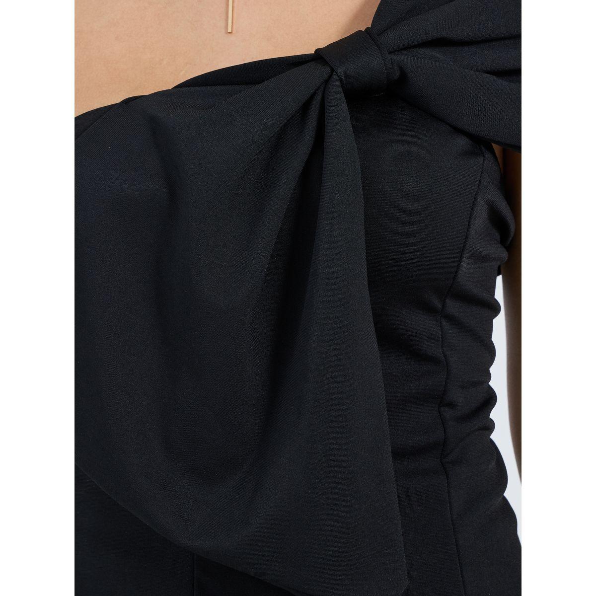 Styli Bow Design One Shoulder Knit Top & Wide Leg Pants Co-Ords-women-clothing-coordsets-image-3