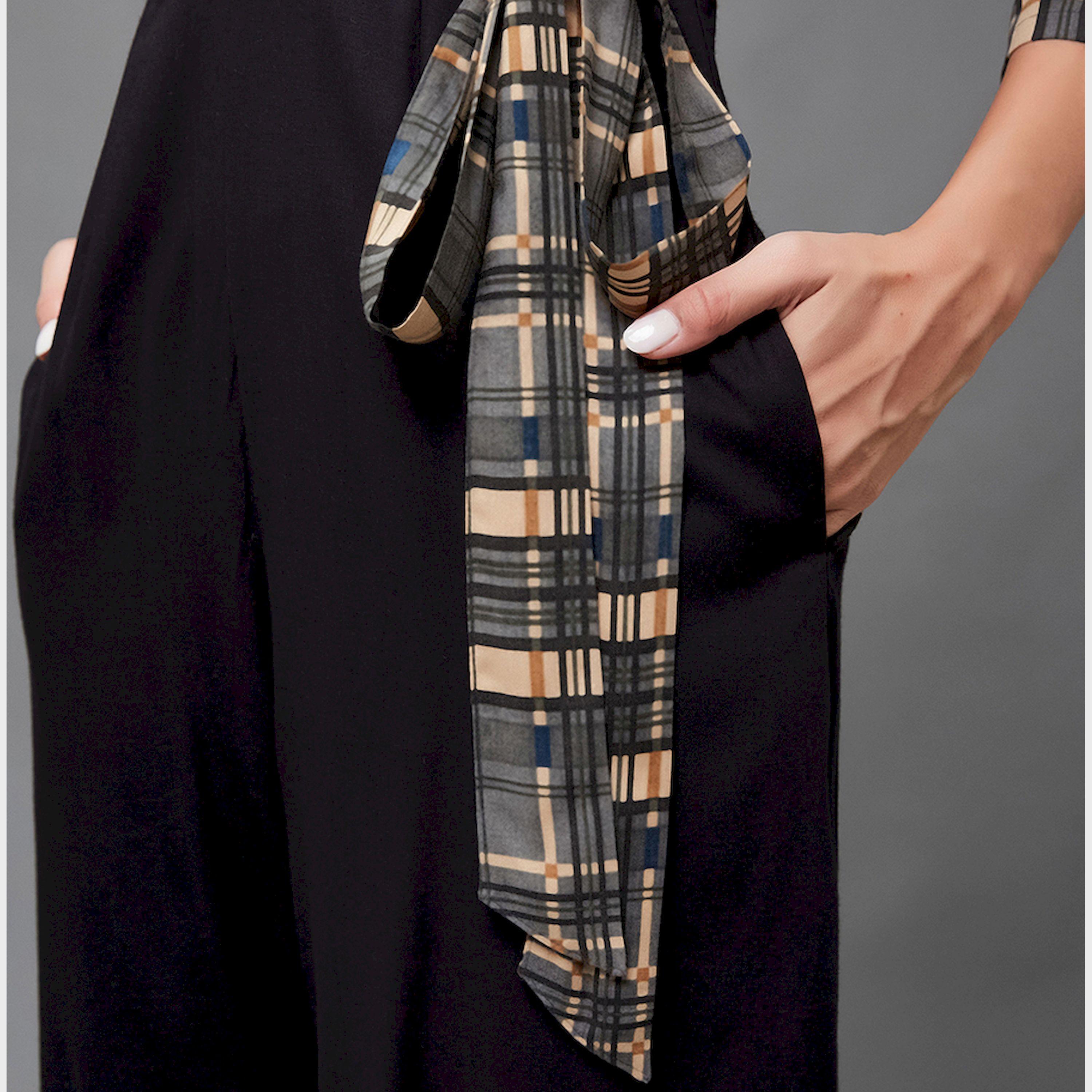 Styli Checkered Wrap Wide Leg Viscose Jumpsuit With Tie-Up Detail-women-clothing-jumpsuits-image-2