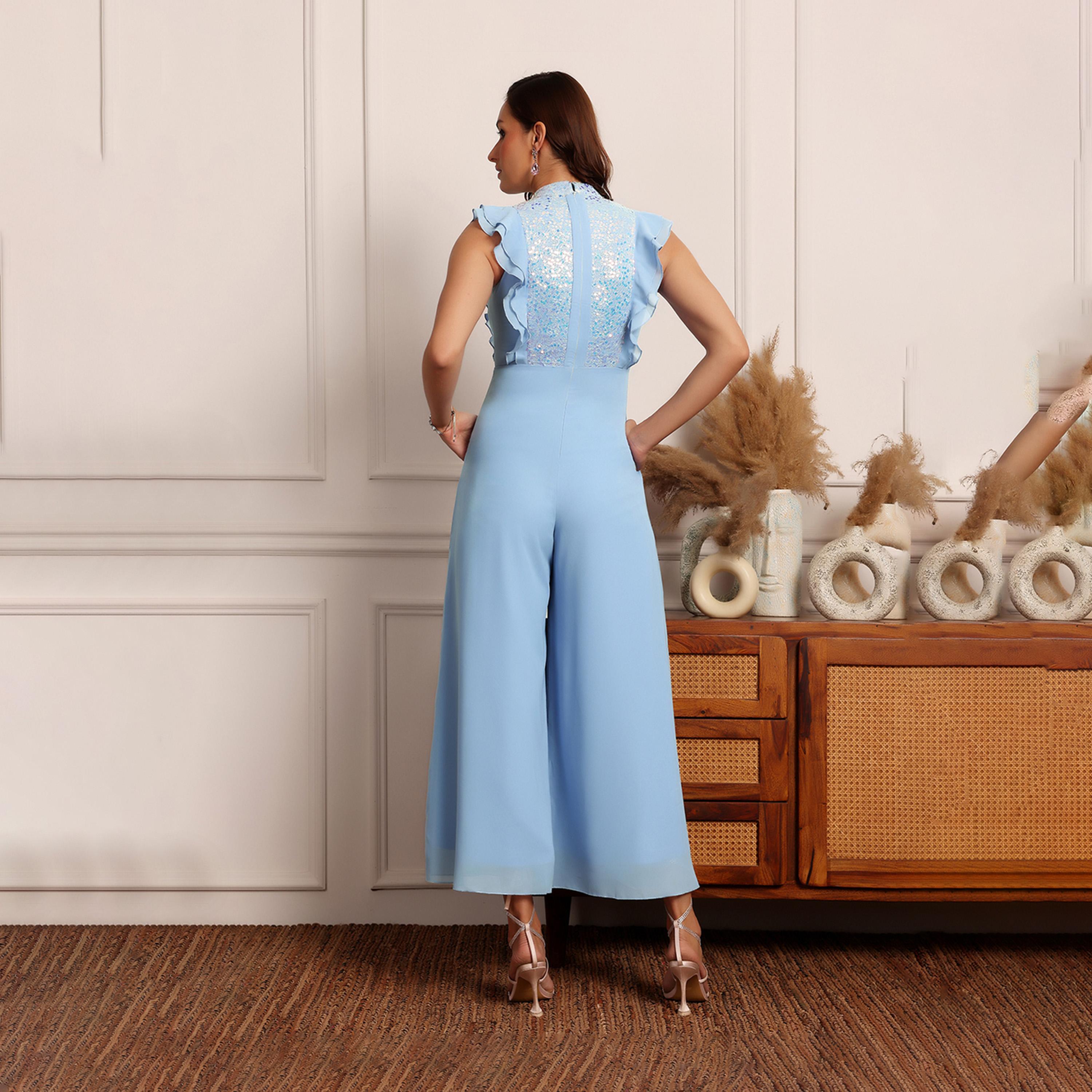 Styli Embellished Key-Hole Neck Sleeveless Ruffle Detail Jumpsuit-women-clothing-jumpsuits-image-4