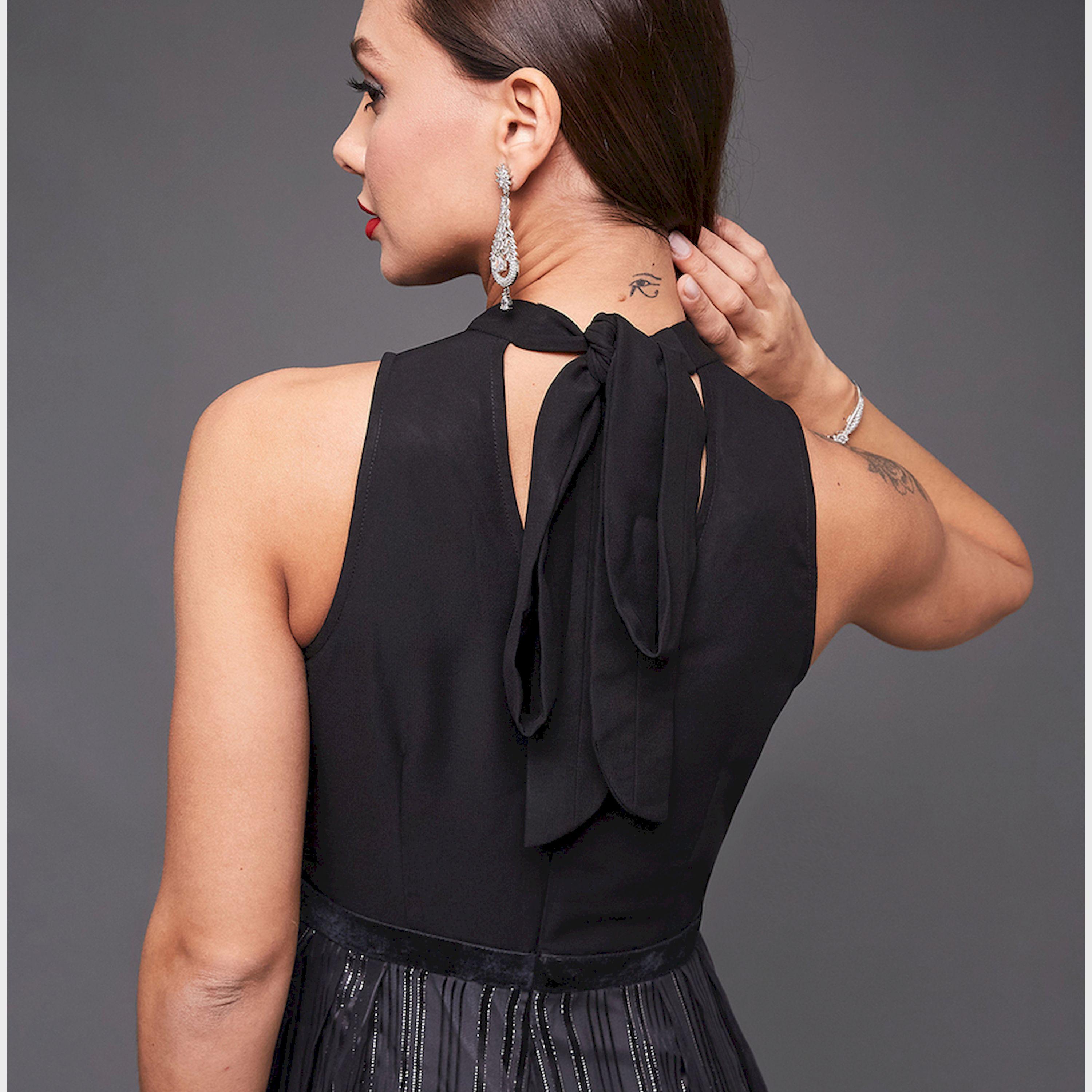 ستايلي - جمبسوت واسع الساق بدون أكمام بفتحة رقبة صغيرة وكسرات-women-clothing-jumpsuits-image-4