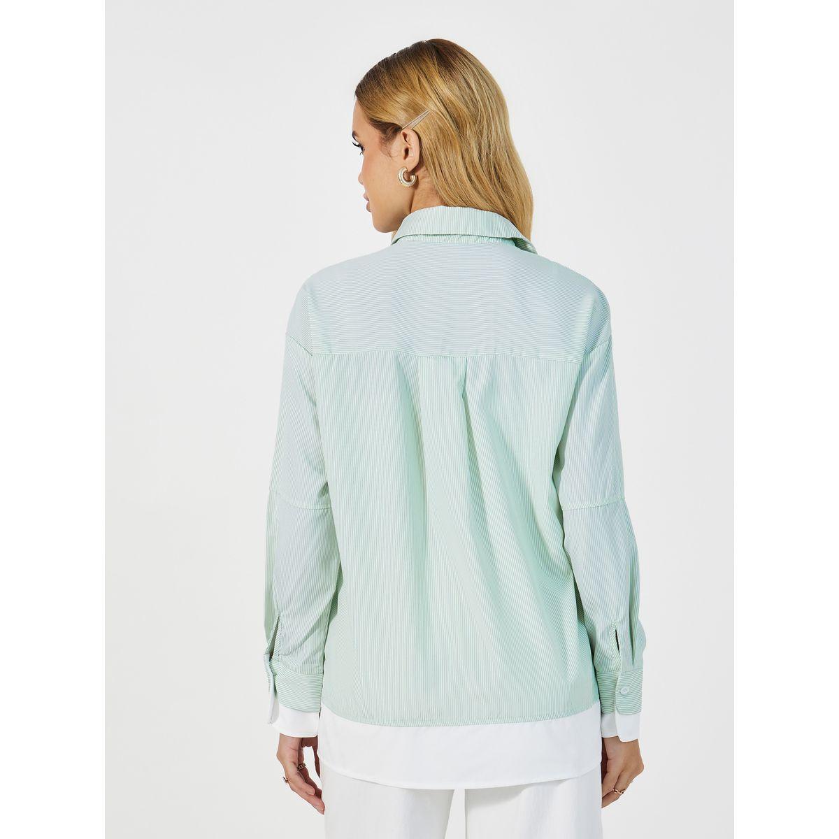 Styli Striped Regular Fit Shirt with Contrast Hem-women-clothing-shirtsandblouses-shirts-image-6