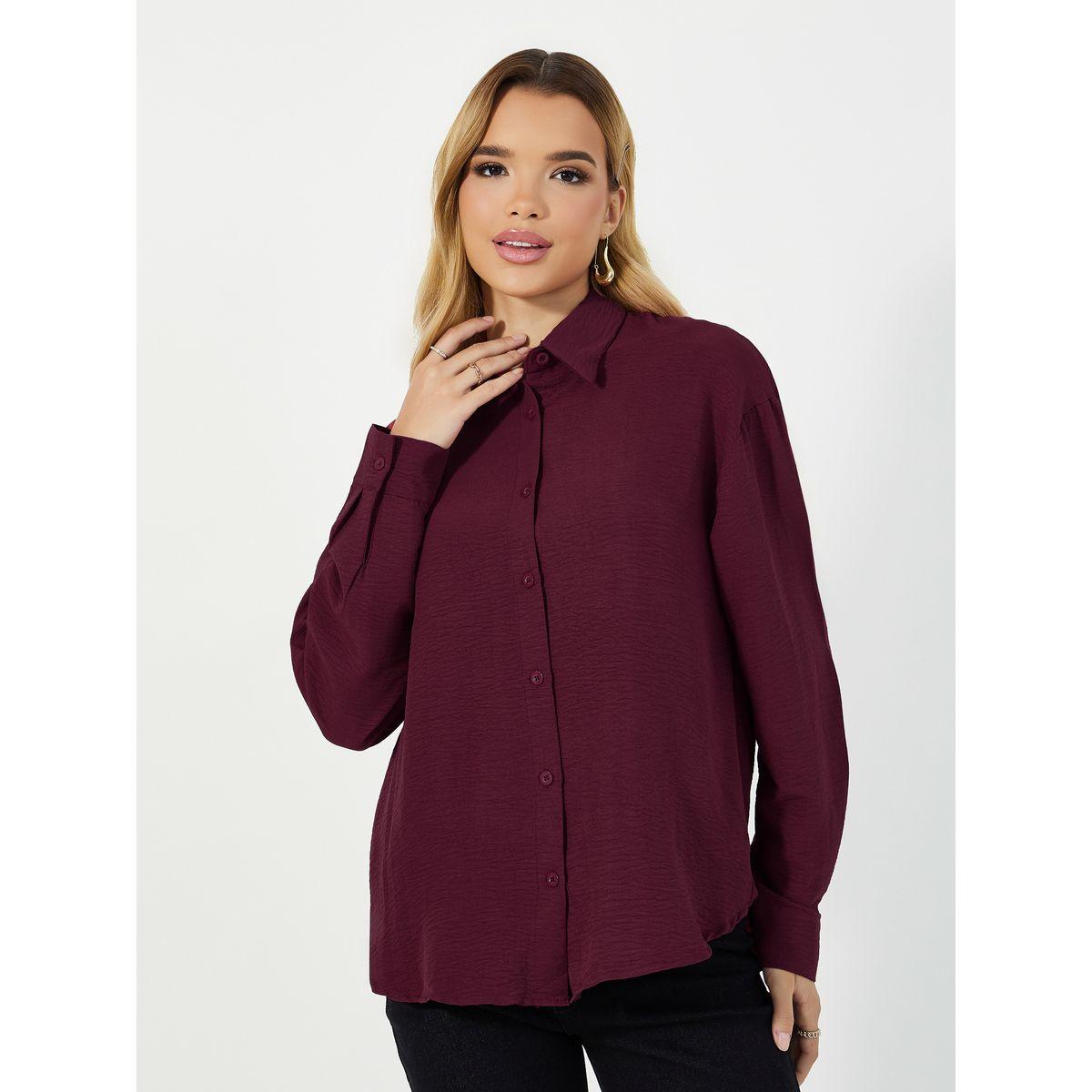 بلوزة واسعة بتفاصيل بارزة الملمس مع أزرار-women-clothing-shirtsandblouses-shirts-image-1