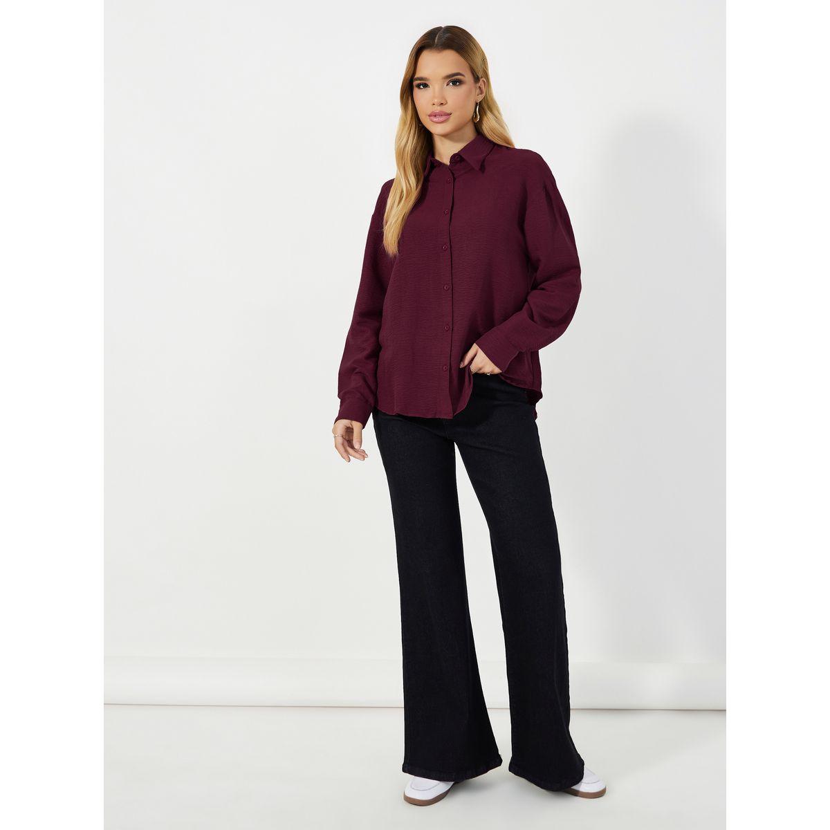 بلوزة واسعة بتفاصيل بارزة الملمس مع أزرار-women-clothing-shirtsandblouses-shirts-image-2