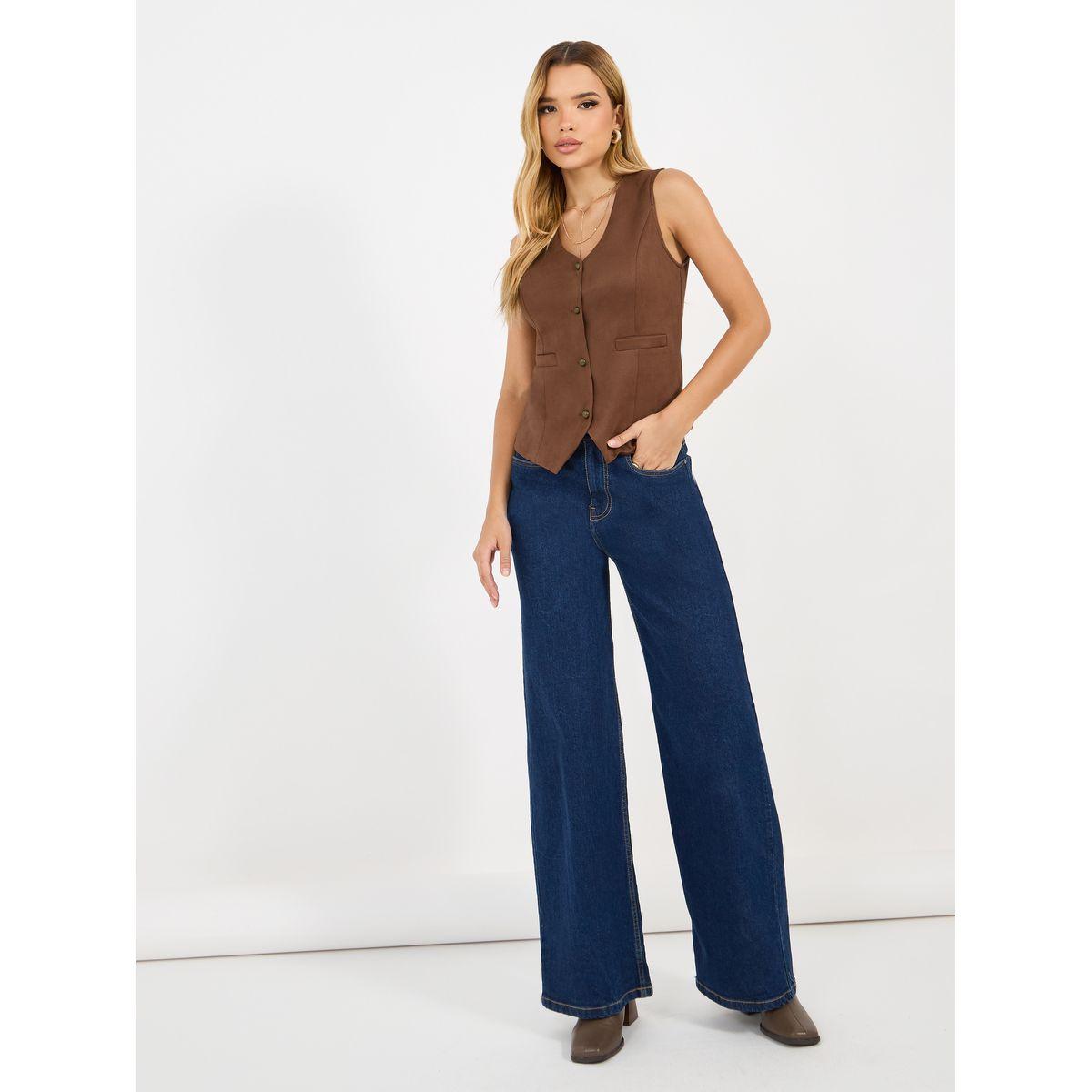 Styli Suede Look Waistcoat with Buttons-women-clothing-coatsandjackets-waistcoats-image-3