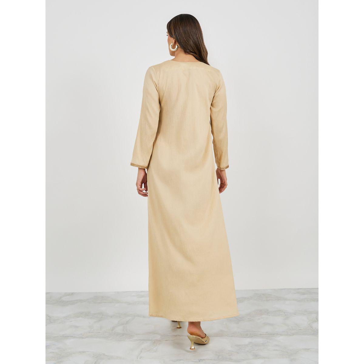 جلابية على شكل حرف V على شكل حرف V مع تفاصيل من الدانتيل-women-arabicclothing-jalabiyas-image-6