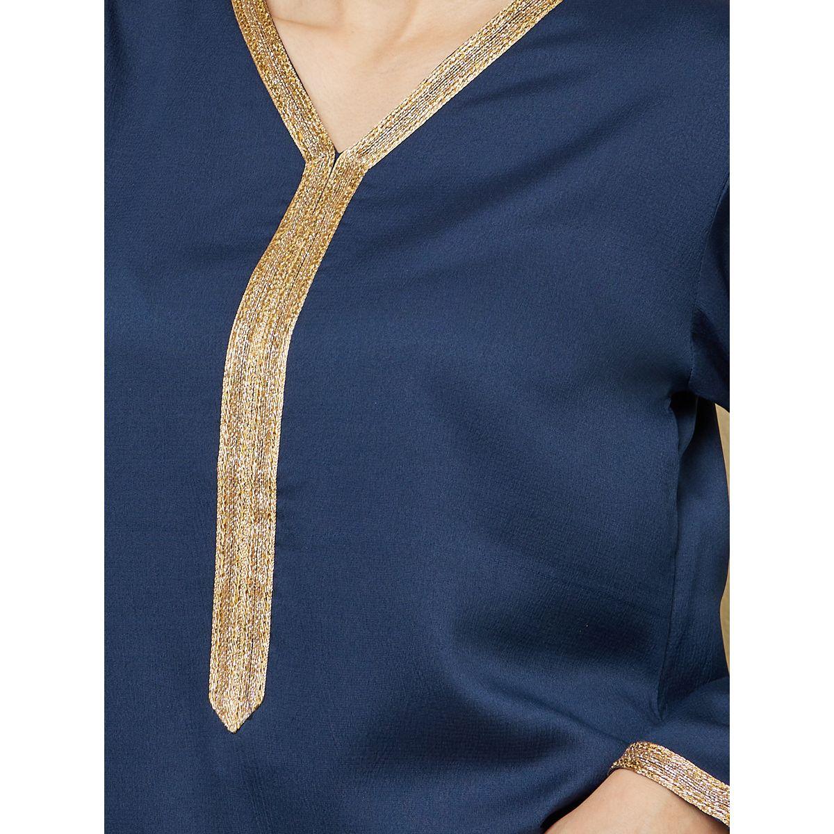 Texture V-Neck A-Line Jalabiya with Lace Detail-women-arabicclothing-jalabiyas-image-6