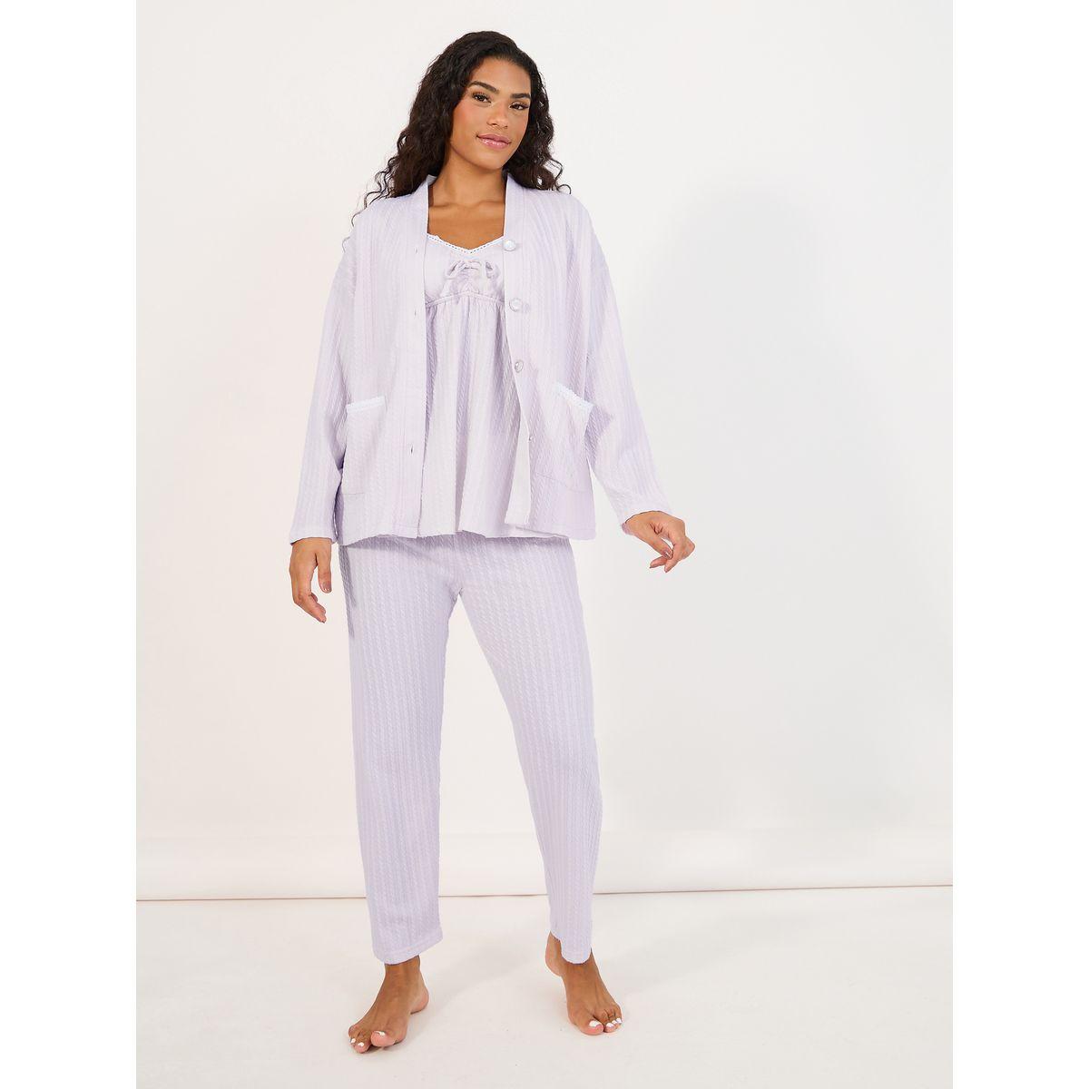 Styli Unwind Pack of 3 - Textured Cami, Trouser and Robe Set-women-clothing-nightwear-pyjamas-longsets-image-1