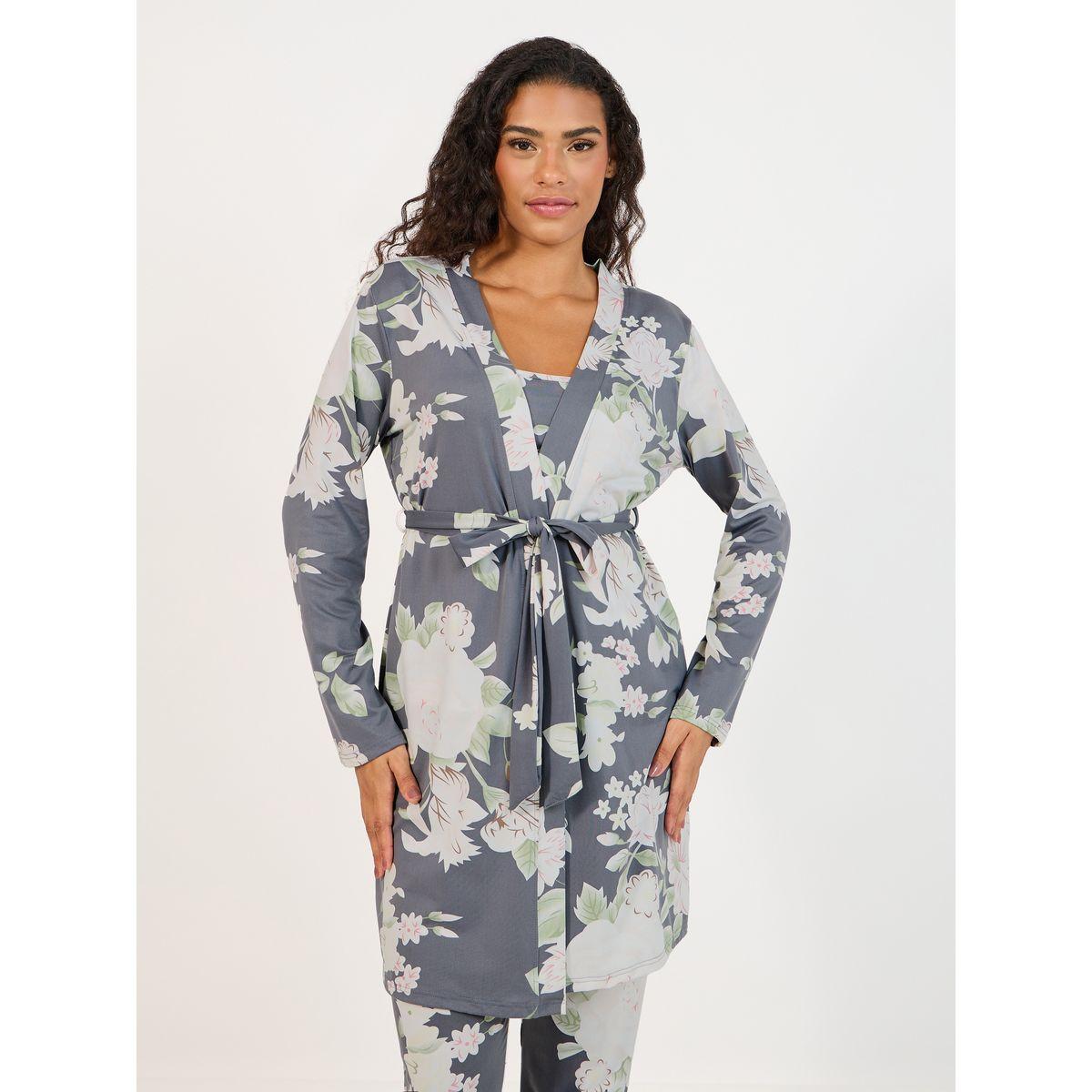 Styli Unwind Pack of 3 - Floral Print Cami, Trouser and Robe Set-women-clothing-nightwear-pyjamas-longsets-image-3