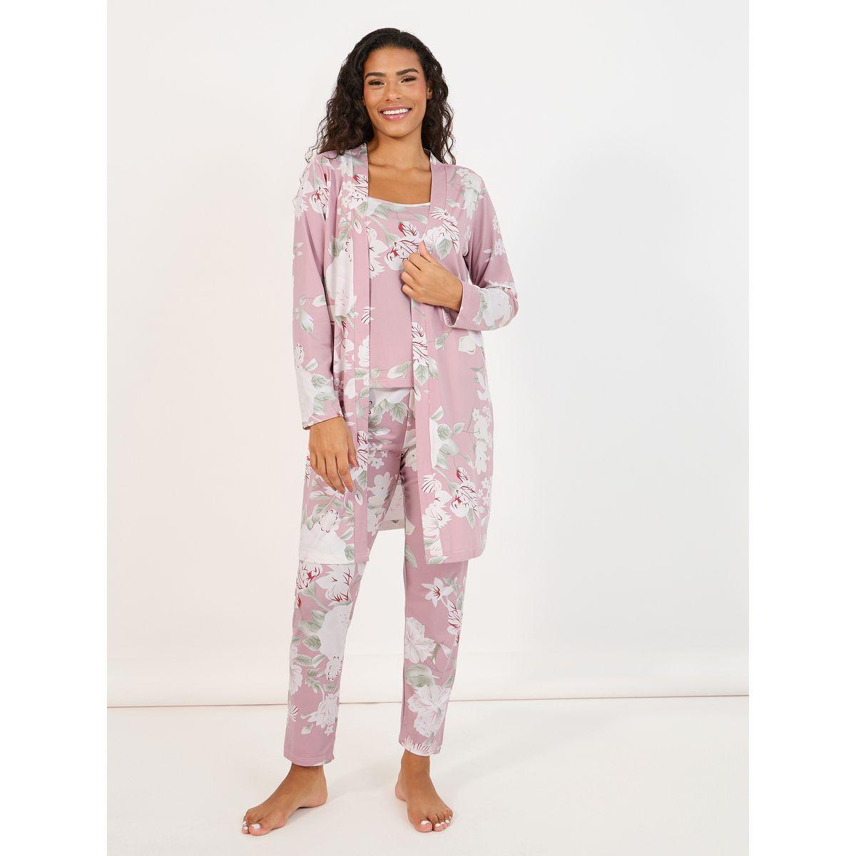 Styli Unwind Pack of 3 - Floral Print Cami, Trouser and Robe Set-women-clothing-nightwear-pyjamas-longsets-image-1