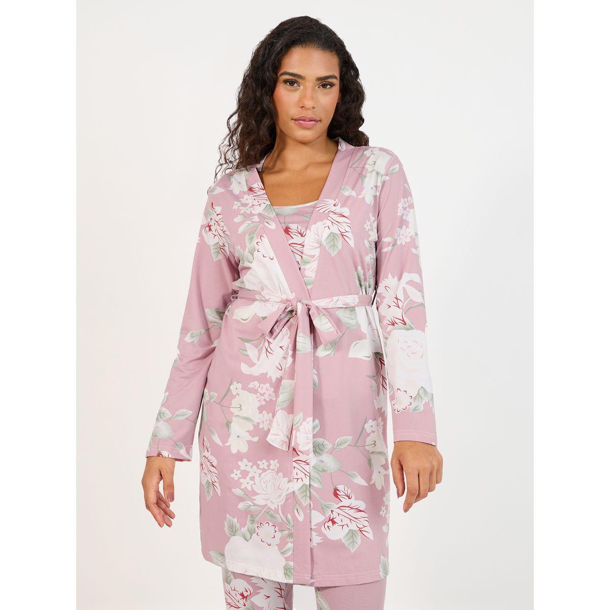 مجموعة من 3 روب وبنطال مع بلوزة كامي-women-clothing-nightwear-pyjamas-longsets-image-3