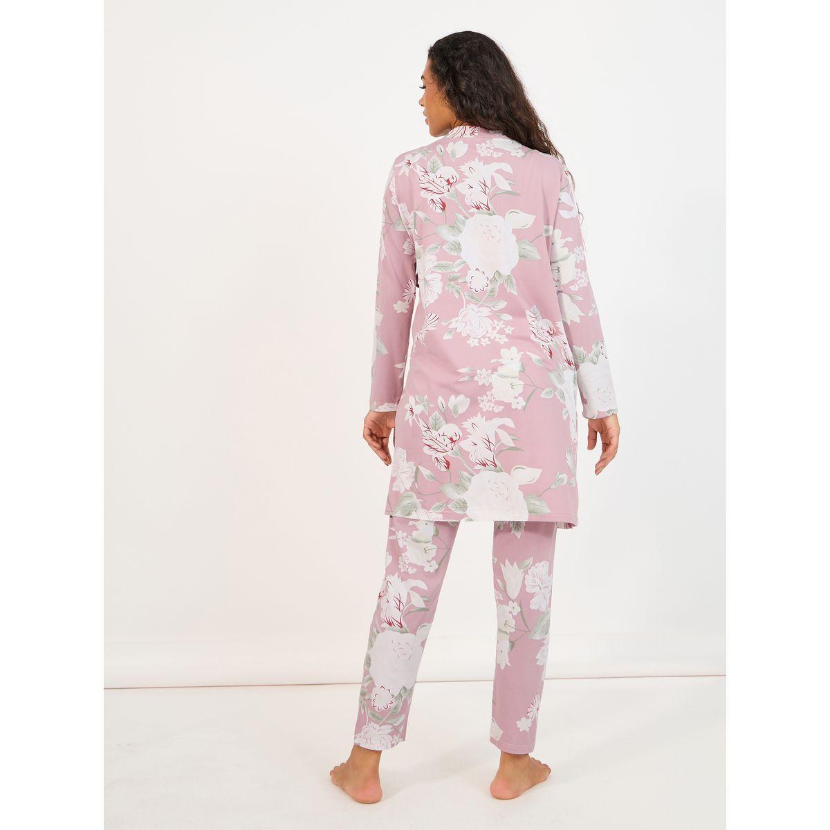 Styli Unwind Pack of 3 - Floral Print Cami, Trouser and Robe Set-women-clothing-nightwear-pyjamas-longsets-image-6
