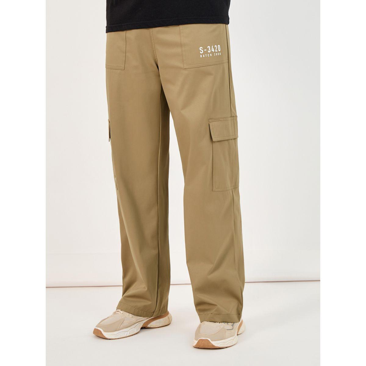 Wide Leg Paneled Cargo Pants with Print Detail-men-clothing-bottoms-trousersandchinos-trousers-image-1